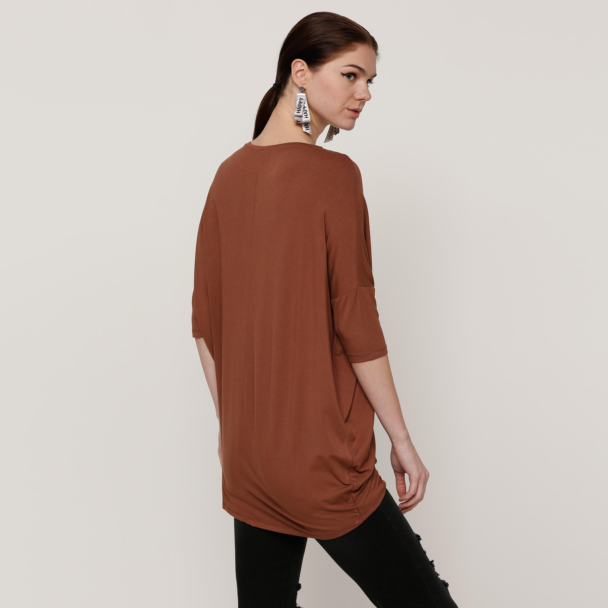 Smiley World Printed Round Neck Longline T-Shirt-women-clothing-shirtsandblouses-shirts-image-2