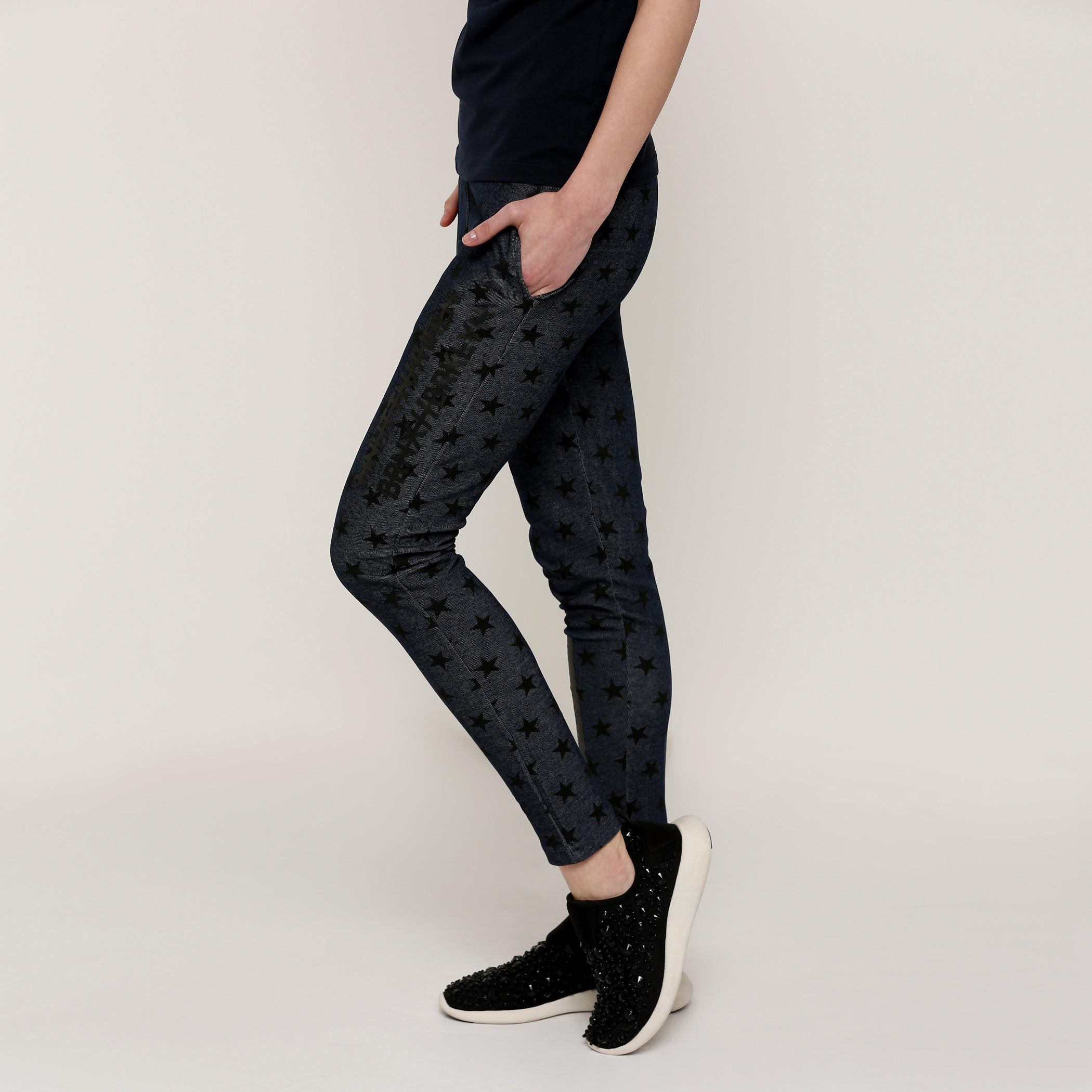 Smiley World Printed Full Length Pants with Pocket Detail-women-clothing-bottoms-trousers-image-3