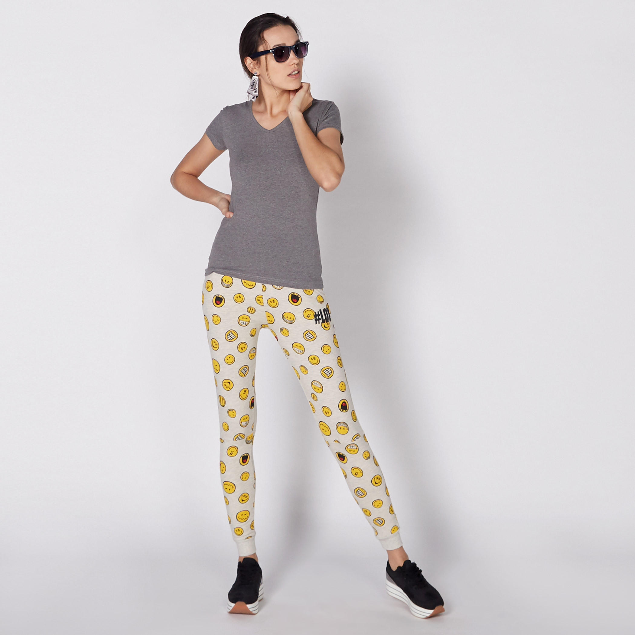 Smiley World Printed Full Length Jog Pants with Elasticised Waistband-women-clothing-bottoms-joggers-image-1