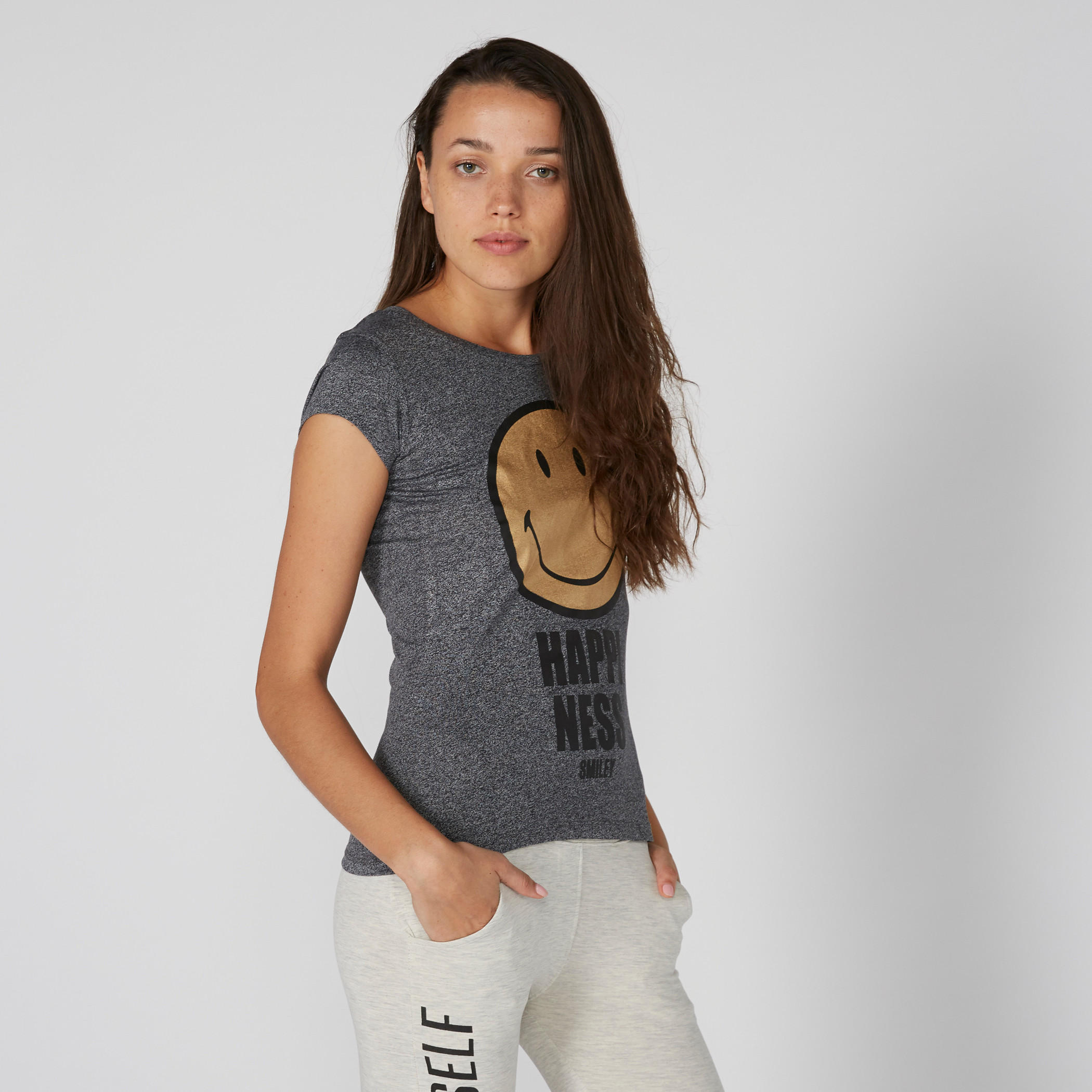 Smiley World Printed T-Shirt with Cap Sleeves-women-clothing-tshirts-image-2
