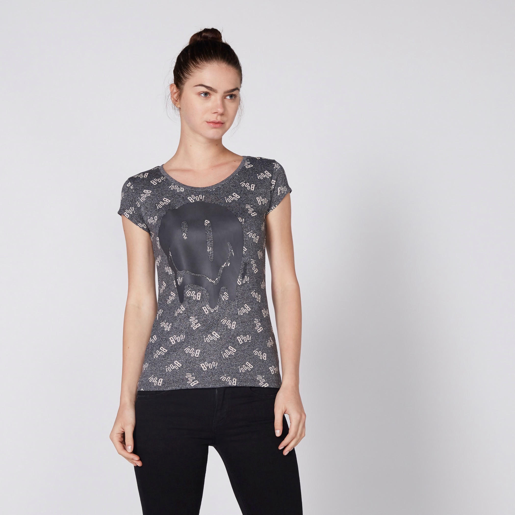 تيشيرت بياقة مستديرة وأكمام كاب وطبعات سمايلي وورلد-women-clothing-tshirts-image-1