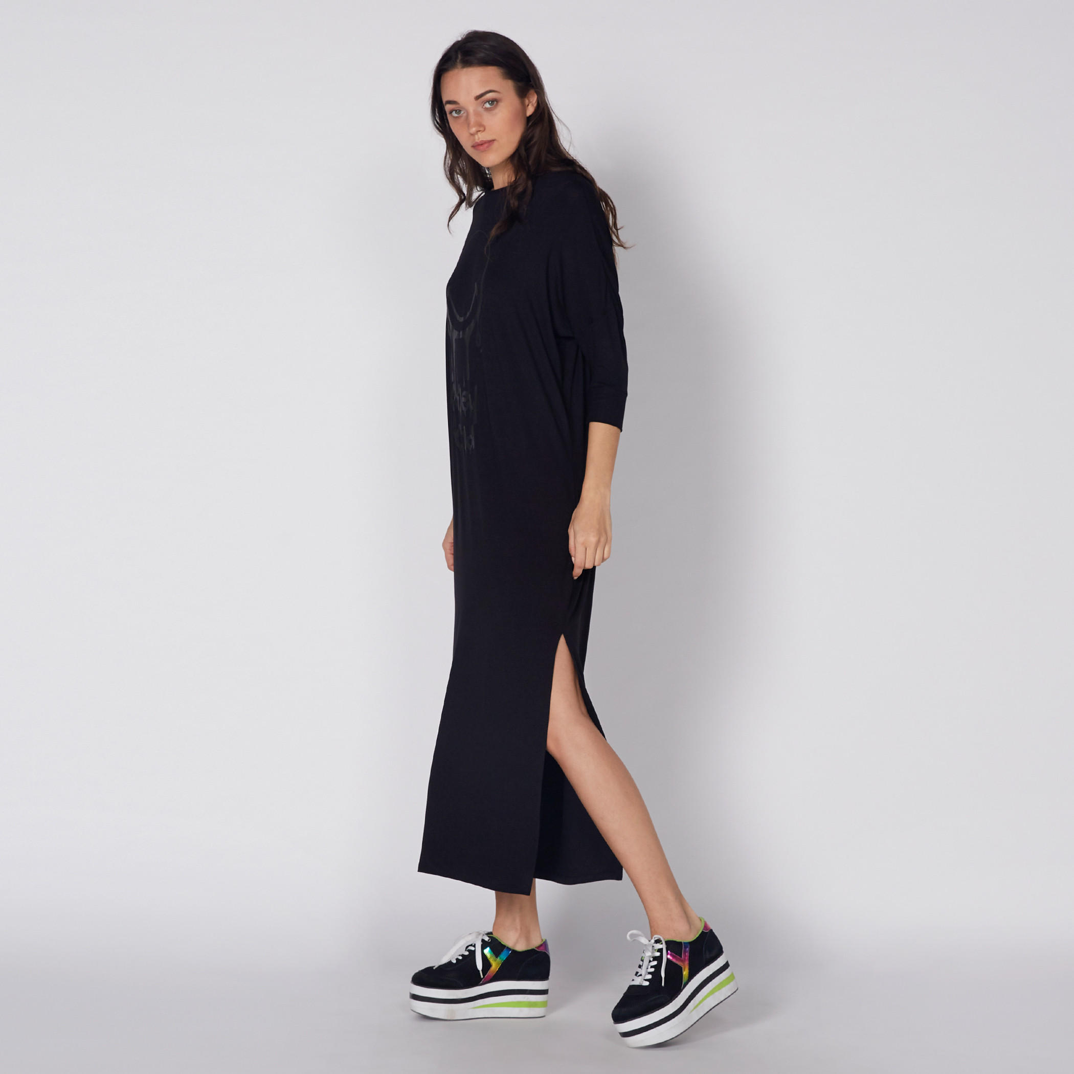 تونيك طويل بياقة مستديرة وأكمام 3/4 وطبعات سمايلي وورلد-women-clothing-shirtsandblouses-blouses-image-1