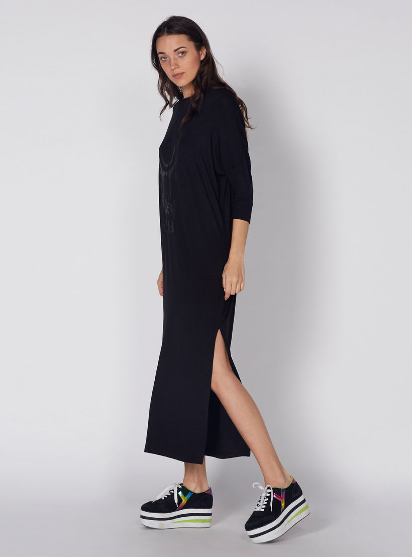تونيك طويل بياقة مستديرة وأكمام 3/4 وطبعات سمايلي وورلد-women-clothing-shirtsandblouses-blouses-image-1