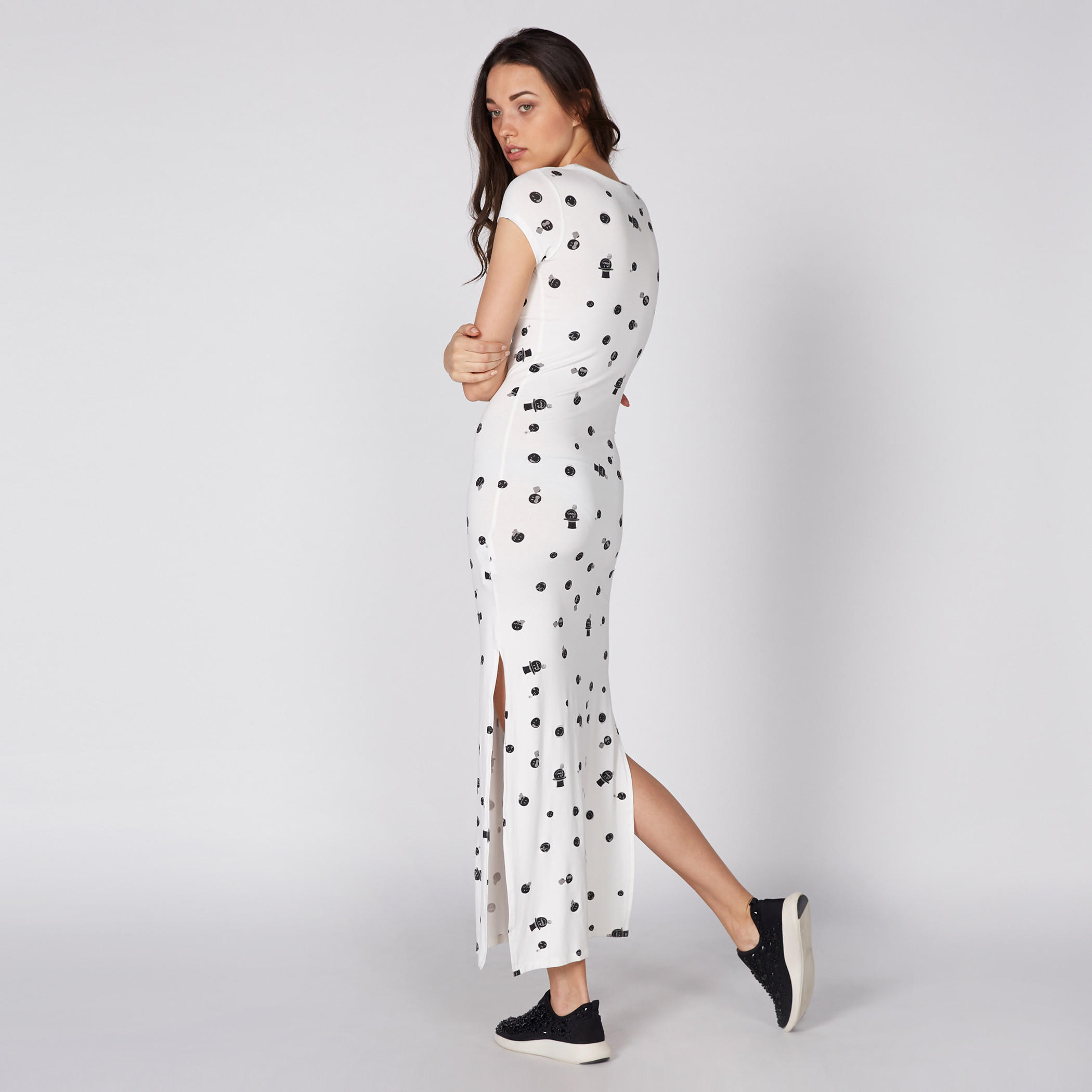 تونيك طويل بأكمام كاب وفتحة جانبية مع طبعات سمايلي وورلد-women-clothing-shirtsandblouses-blouses-image-3