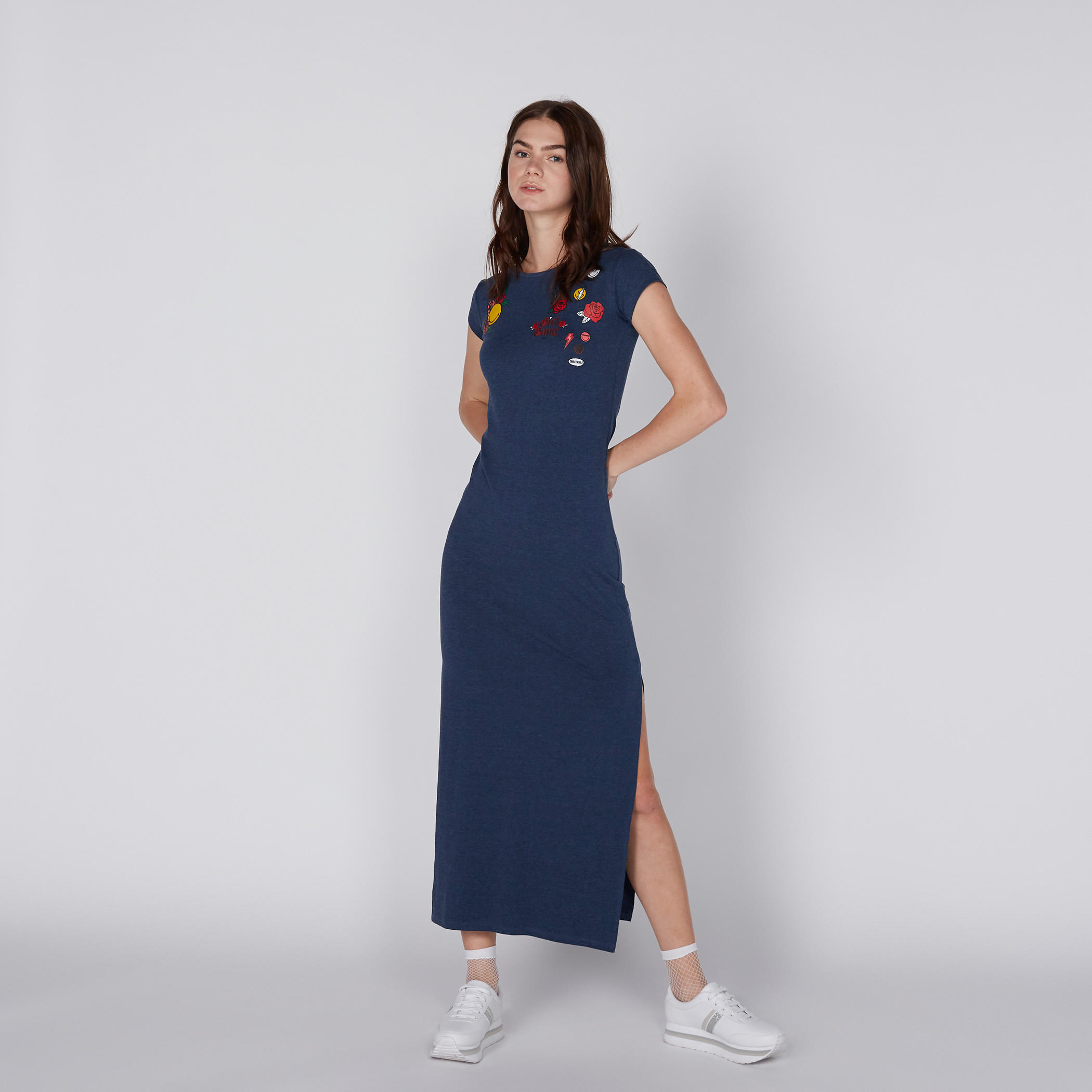 تونيك بياقة مستديرة وأكمام كاب وطبعات سمايلي وورلد-women-clothing-dresses-image-3
