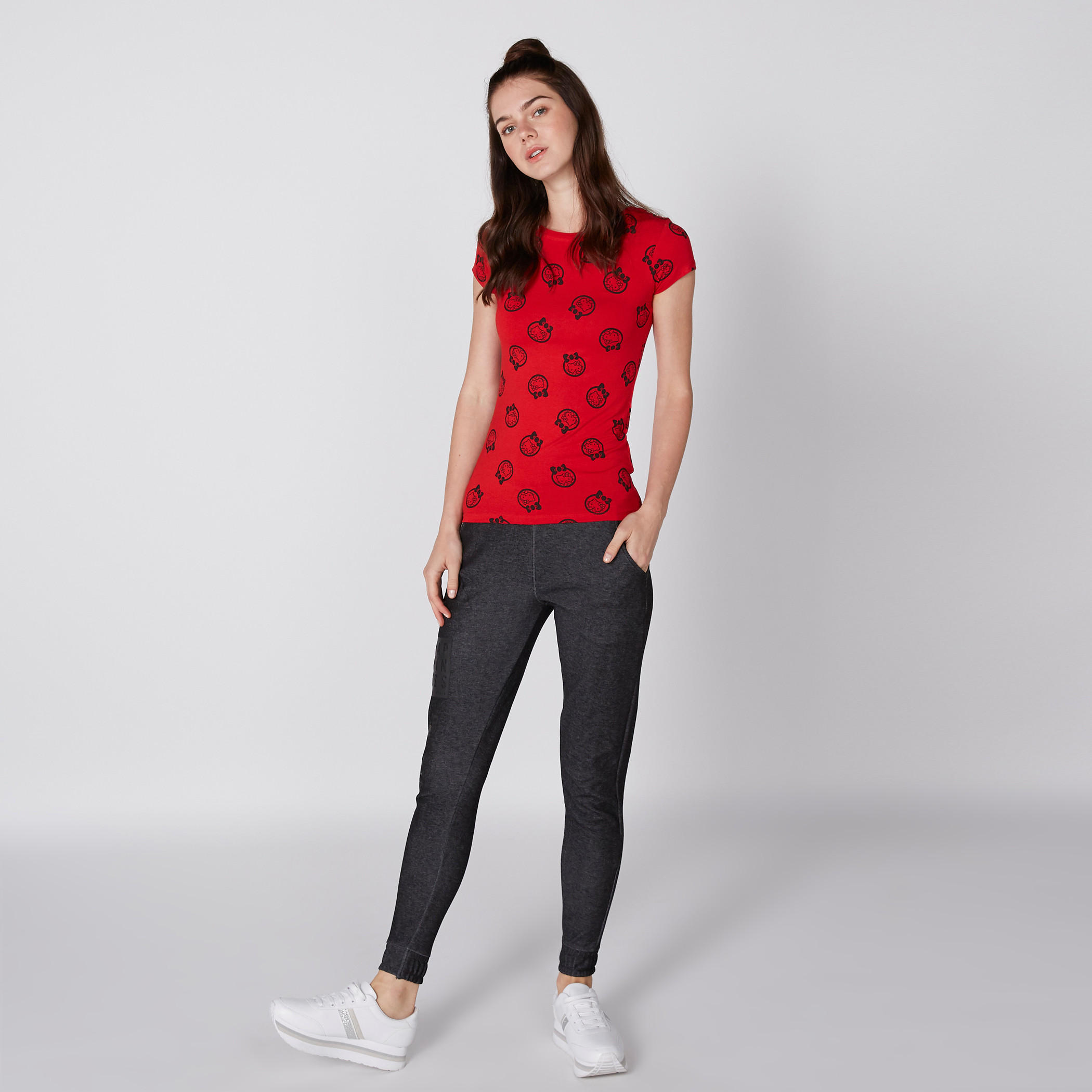 بنطال ليقنز طويل بخصر مطّاطي وطبعات سمايلي وورلد-women-clothing-bottoms-leggings-image-1