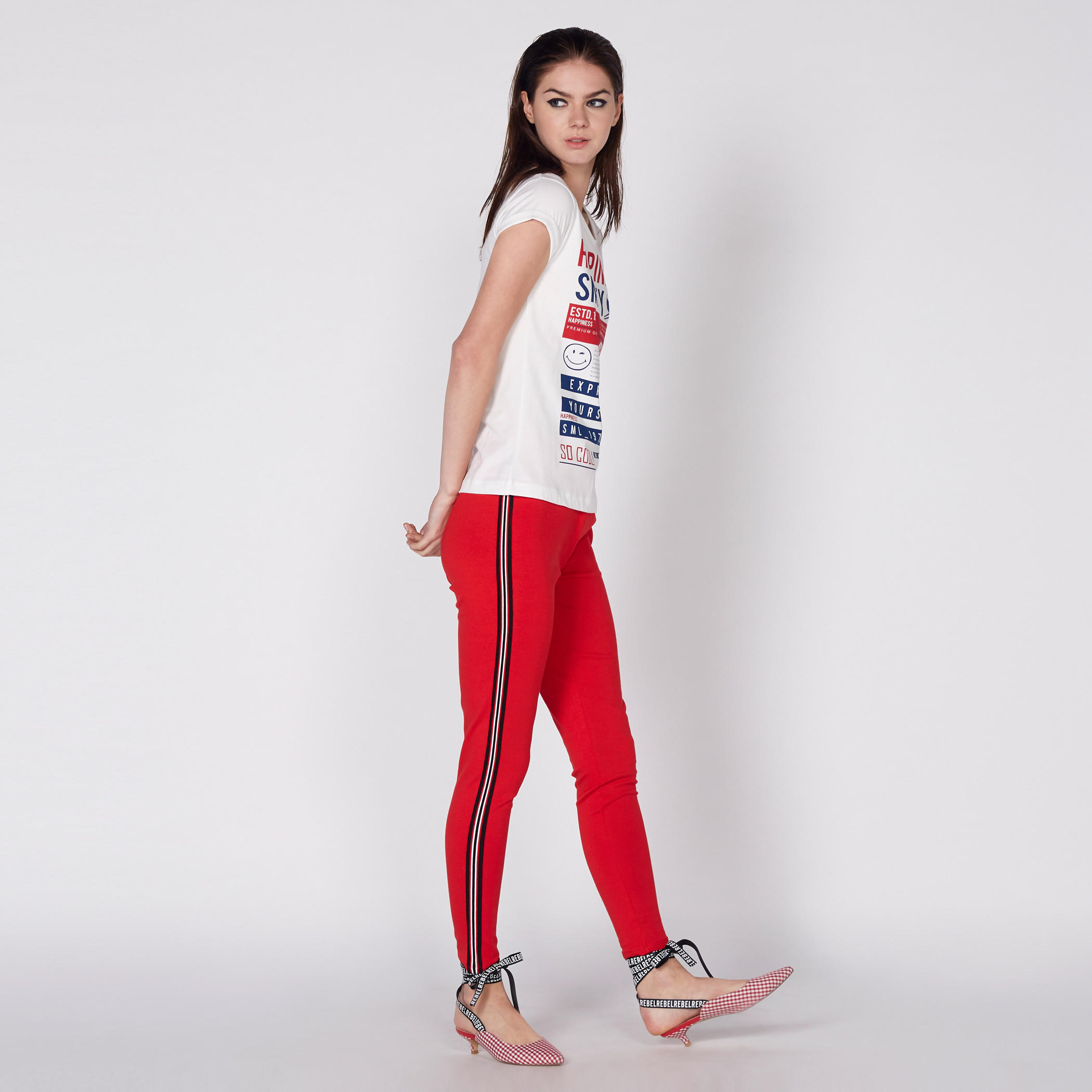 Smiley World Printed T-Shirt with Round Neck and Cap Sleeves-women-clothing-tshirts-image-3