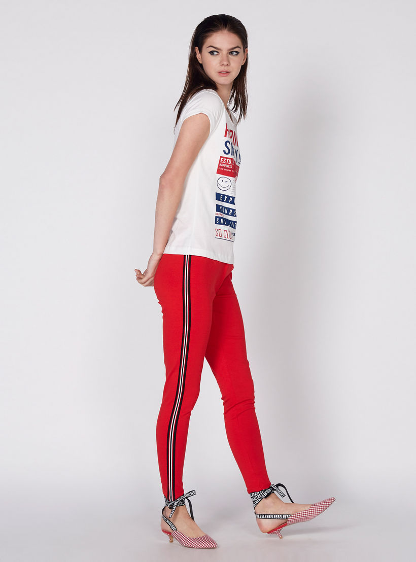 Smiley World Printed T-Shirt with Round Neck and Cap Sleeves-women-clothing-tshirts-image-3
