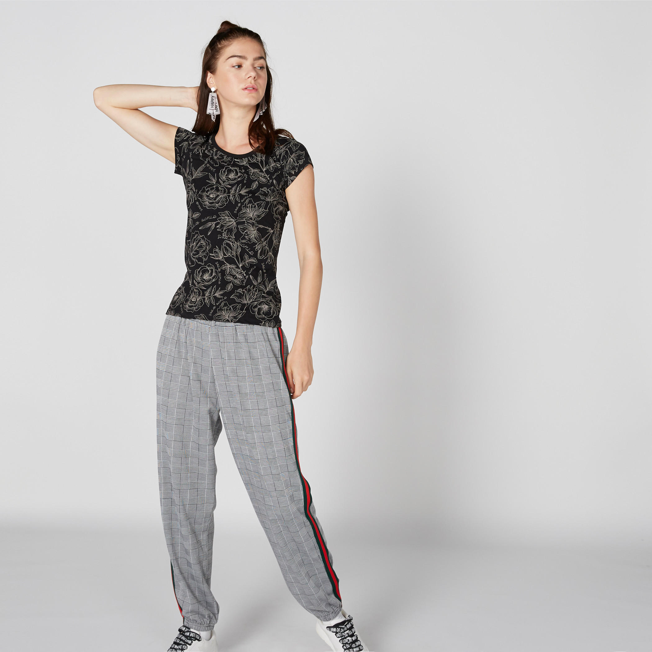 Smiley World Printed T-Shirt with Round Neck and Cap Sleeves-women-clothing-tshirts-image-4