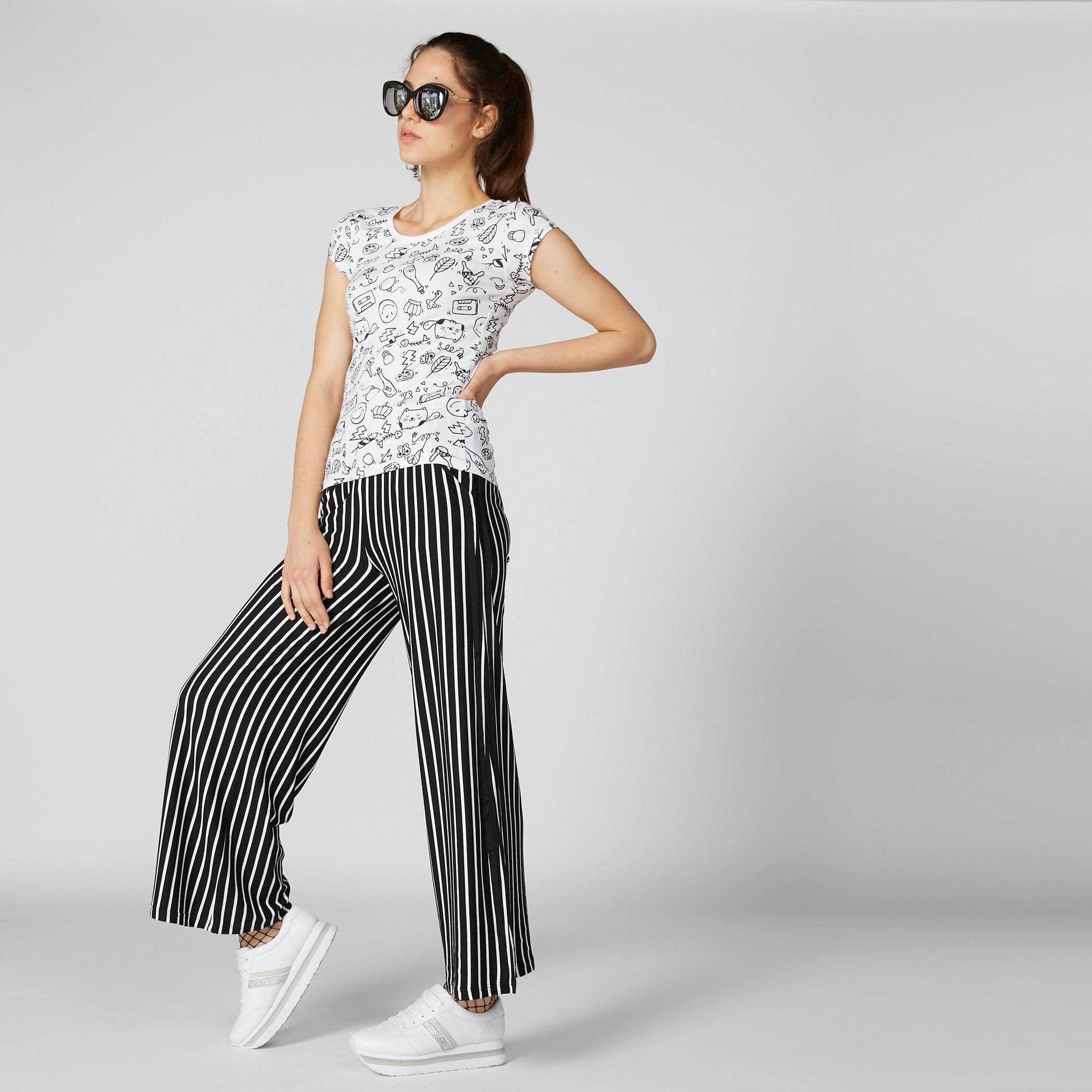 Smiley World Printed T-Shirt with Round Neck and Cap Sleeves-women-clothing-tshirts-image-4