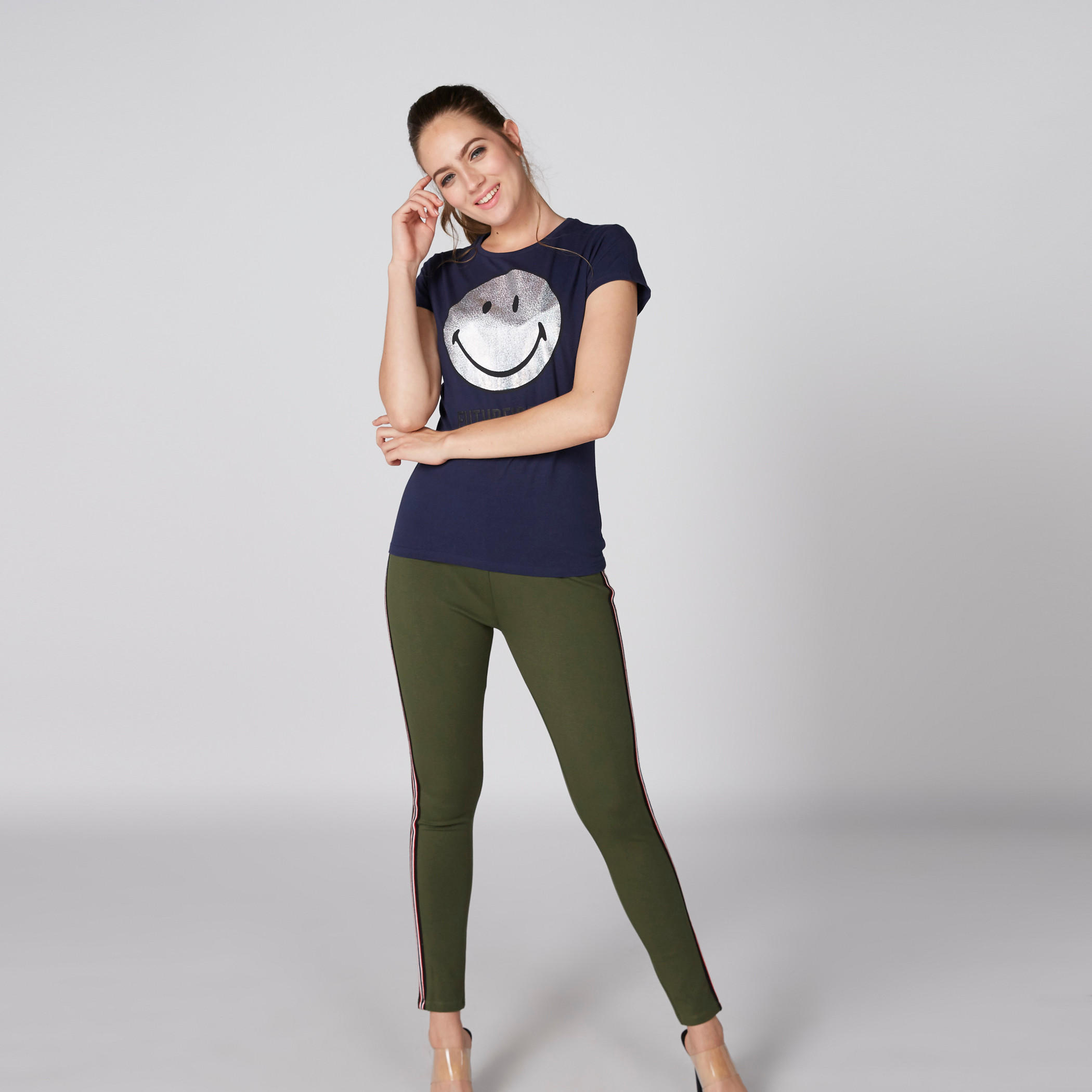 Smiley World Printed T-Shirt with Round Neck and Short Sleeves-women-clothing-tshirts-image-1