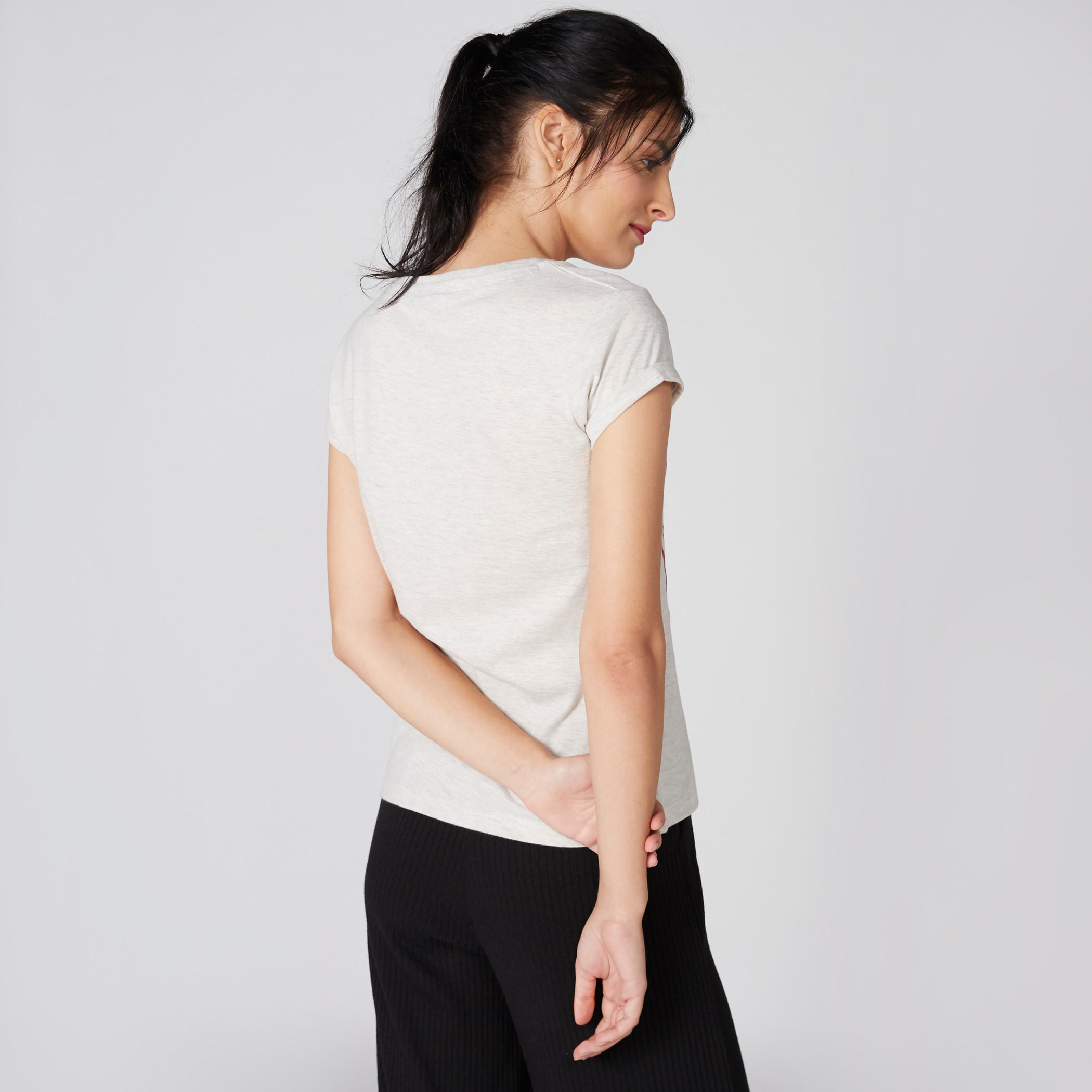 Smiley World Printed T-Shirt with Round Neck and Cap Sleeves-women-clothing-tshirts-image-2