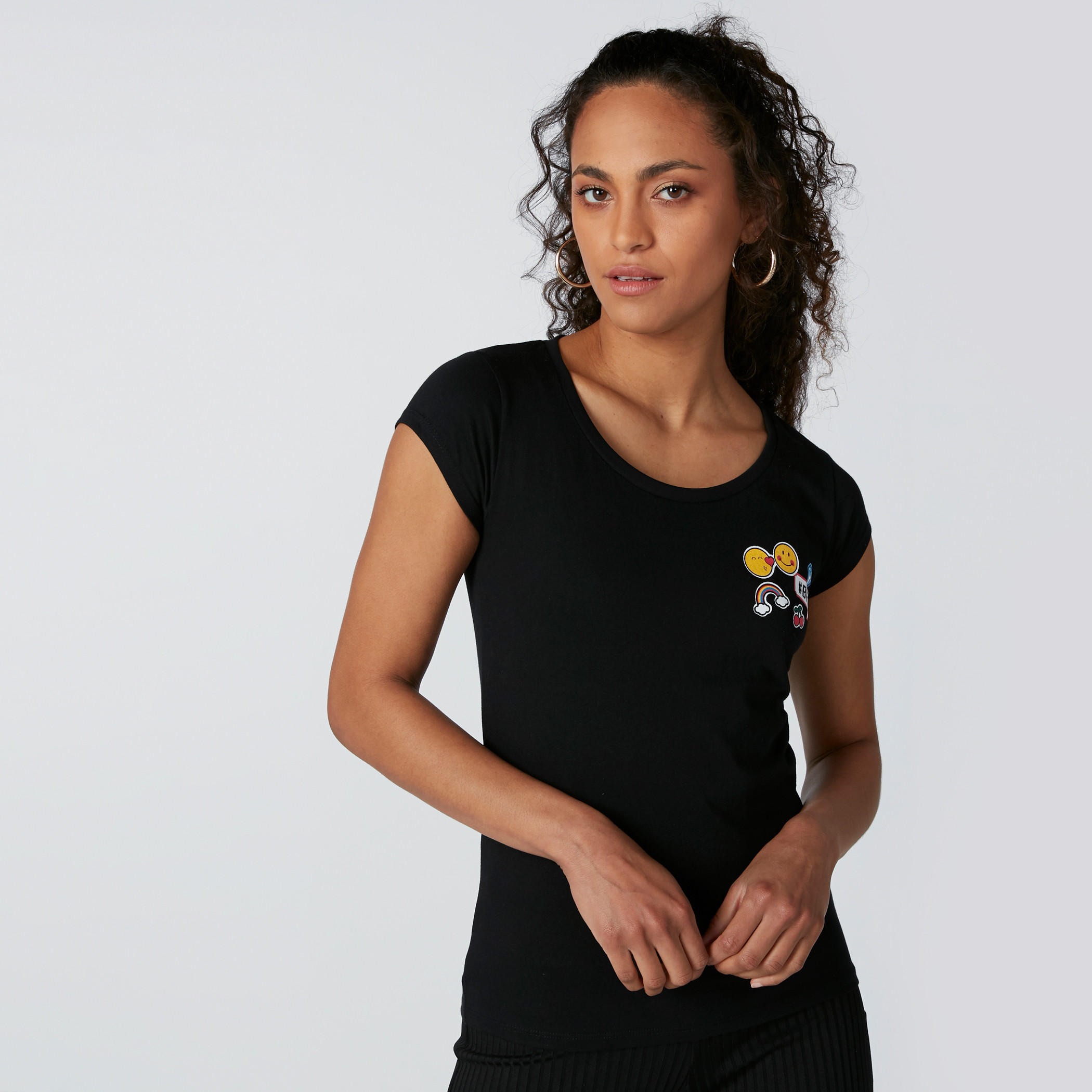 Smiley World Printed T-Shirt with Round Neck-women-clothing-tshirts-image-3