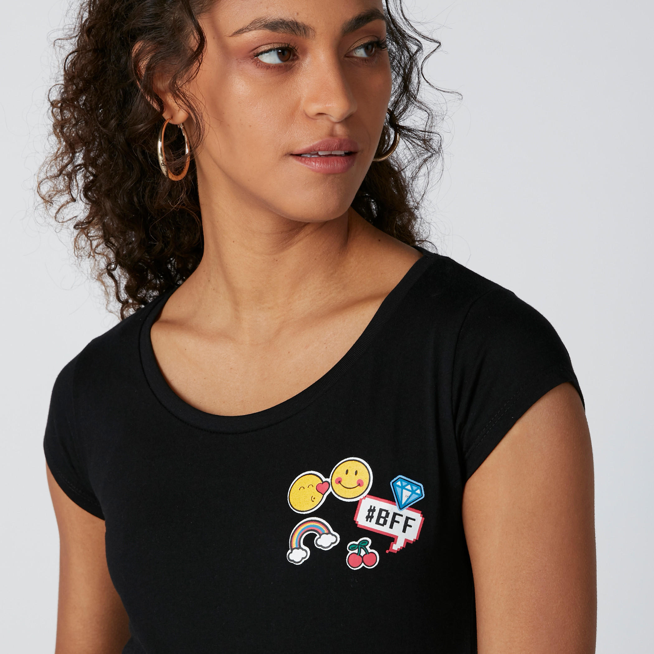 Smiley World Printed T-Shirt with Round Neck-women-clothing-tshirts-image-4