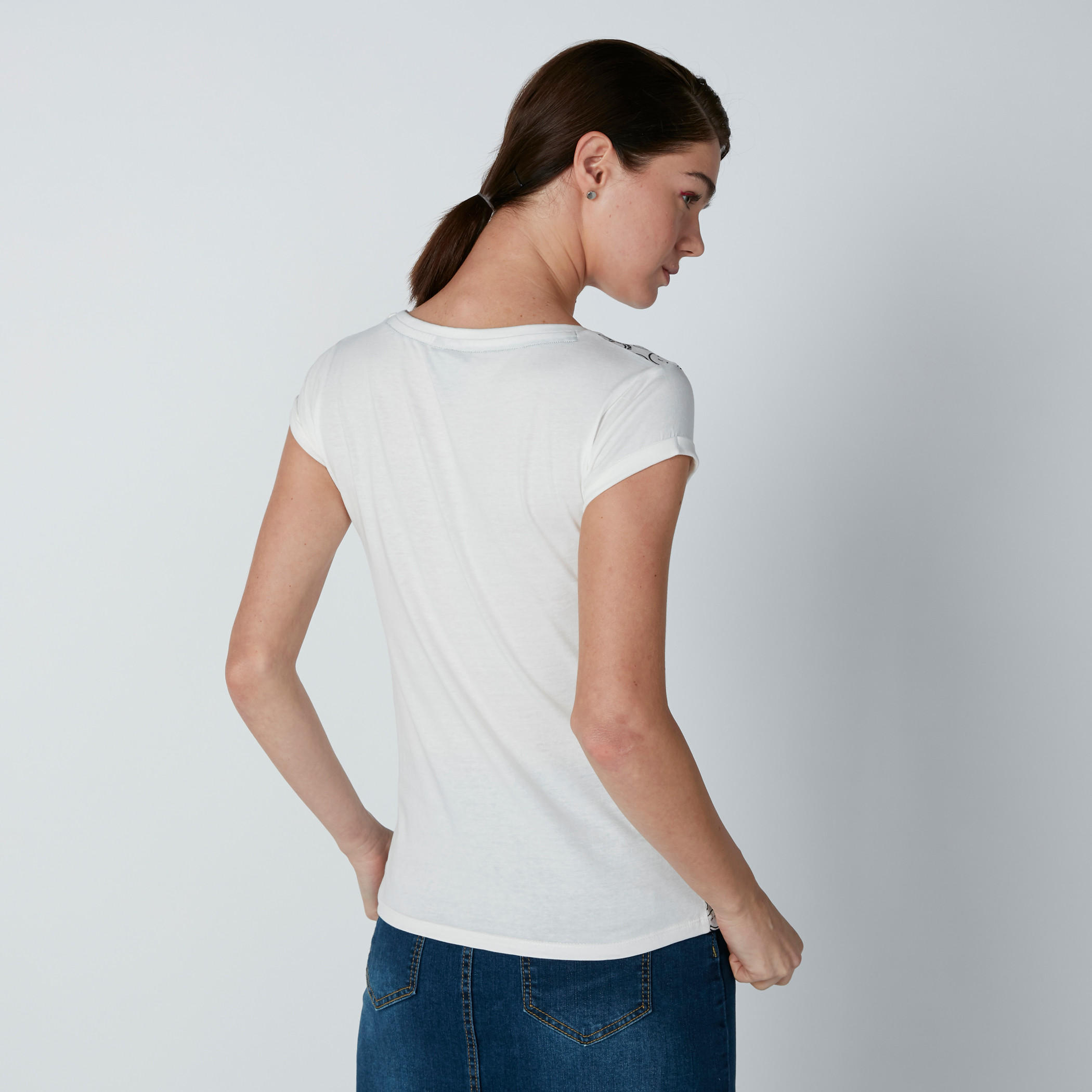 Smiley World Printed T-Shirt with Round Neck and Cap Sleeves-women-clothing-tshirts-image-2