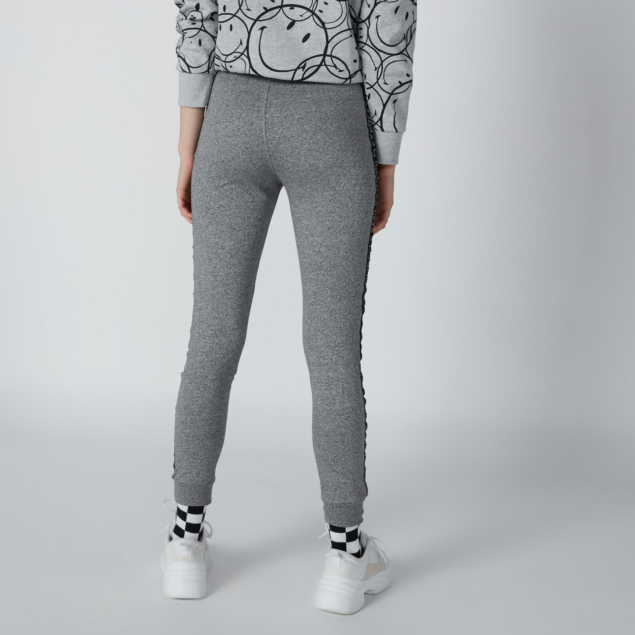 Smiley World Printed Tape Detail Jog Pants with Elasticised Waistband-women-clothing-bottoms-joggers-image-2