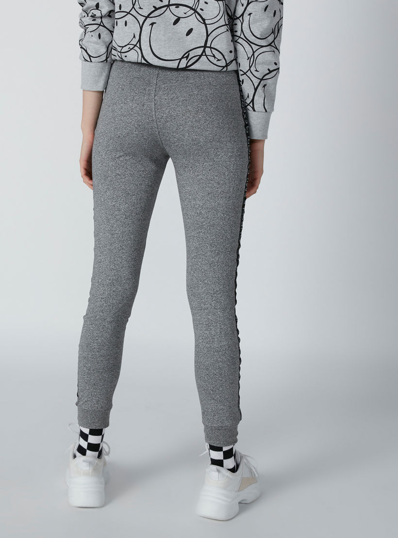 Smiley World Printed Tape Detail Jog Pants with Elasticised Waistband-women-clothing-bottoms-joggers-image-2