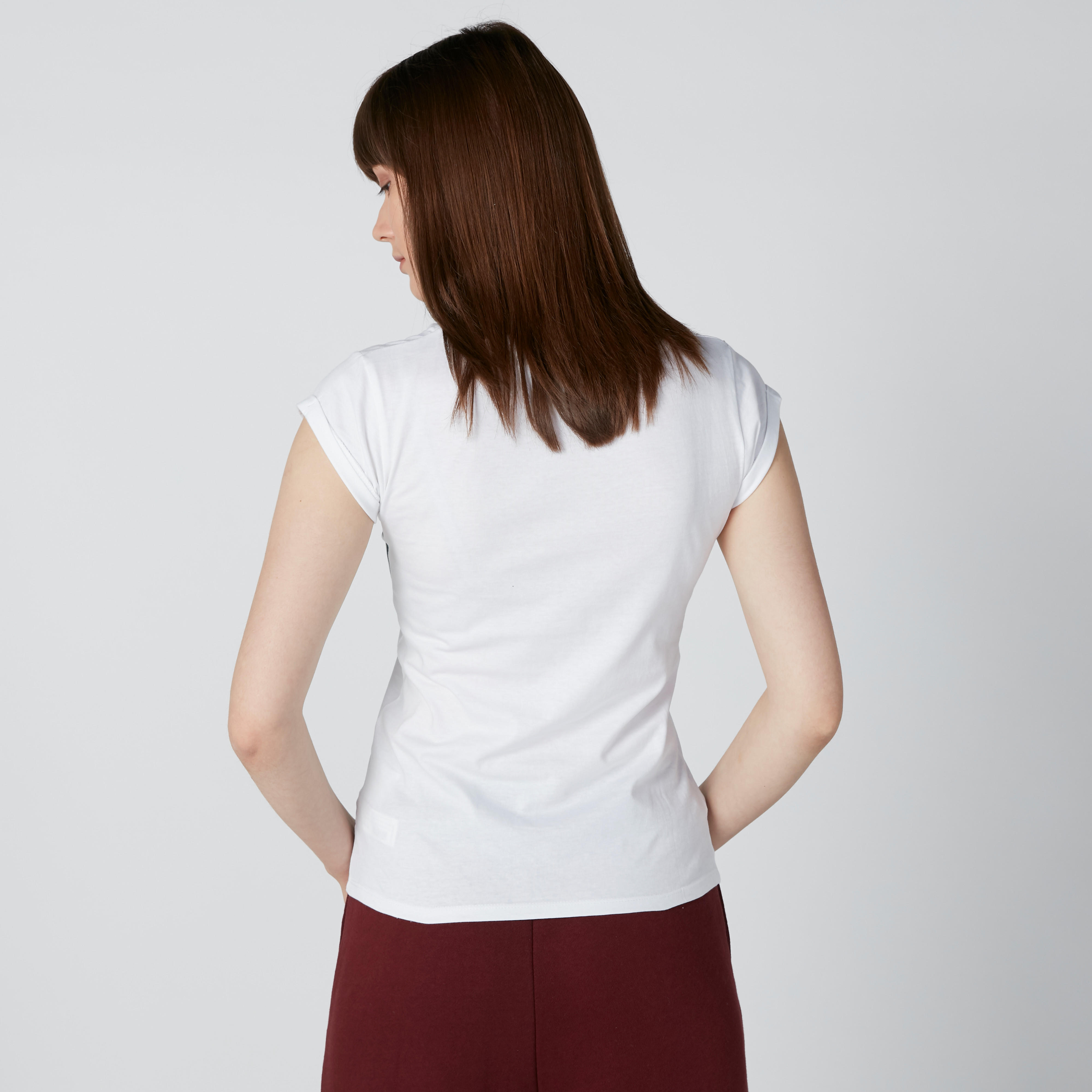 تيشيرت سليم فيت بأكمام كاب وطبعات سمايلي وورلد-women-clothing-tshirts-image-2