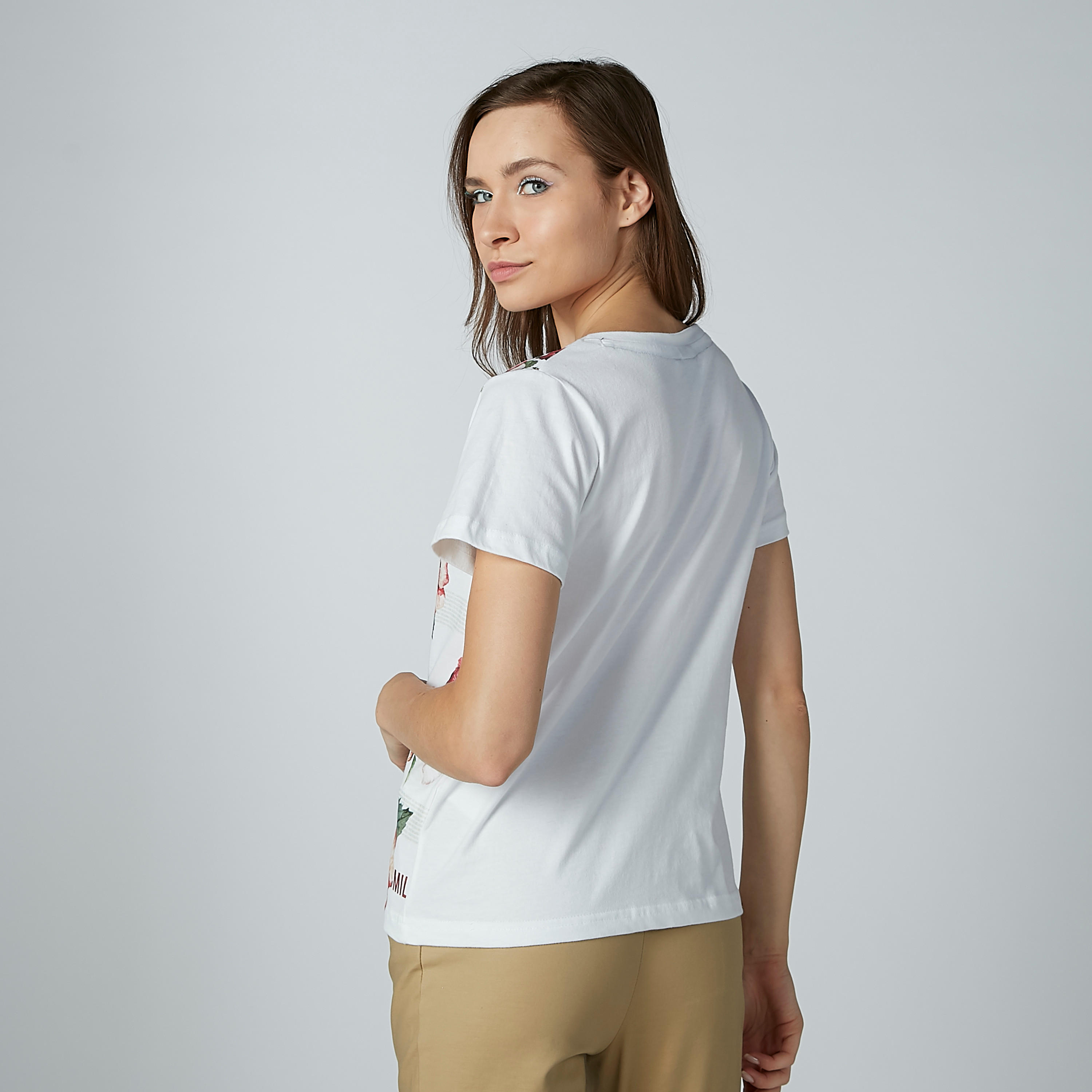 Smiley World Printed T-shirt with Short Sleeves and Round Neck-women-clothing-tshirts-image-3