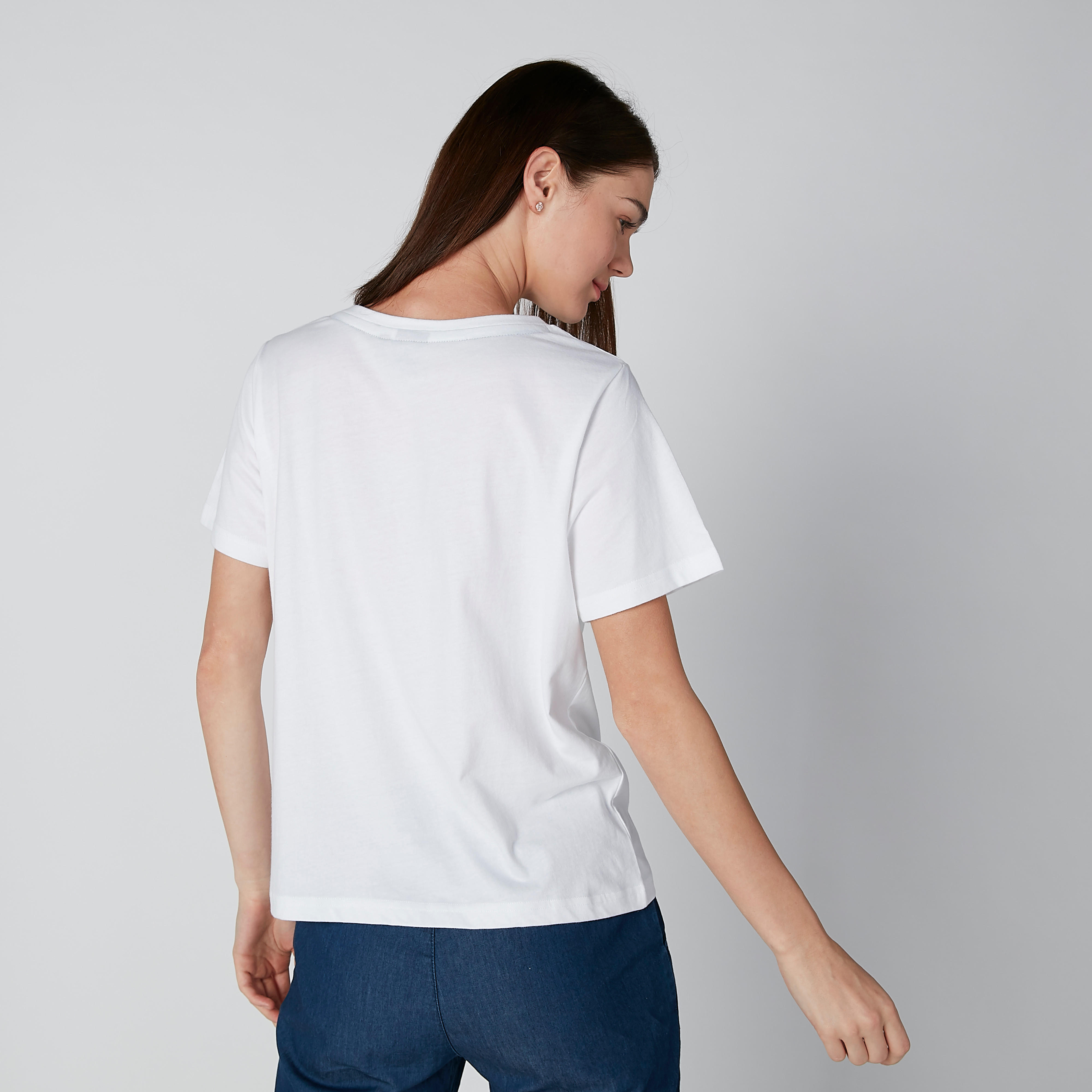 تيشيرت مستدام بياقة مستديرة وطبعات سمايلي وورلد-women-clothing-tshirts-image-2