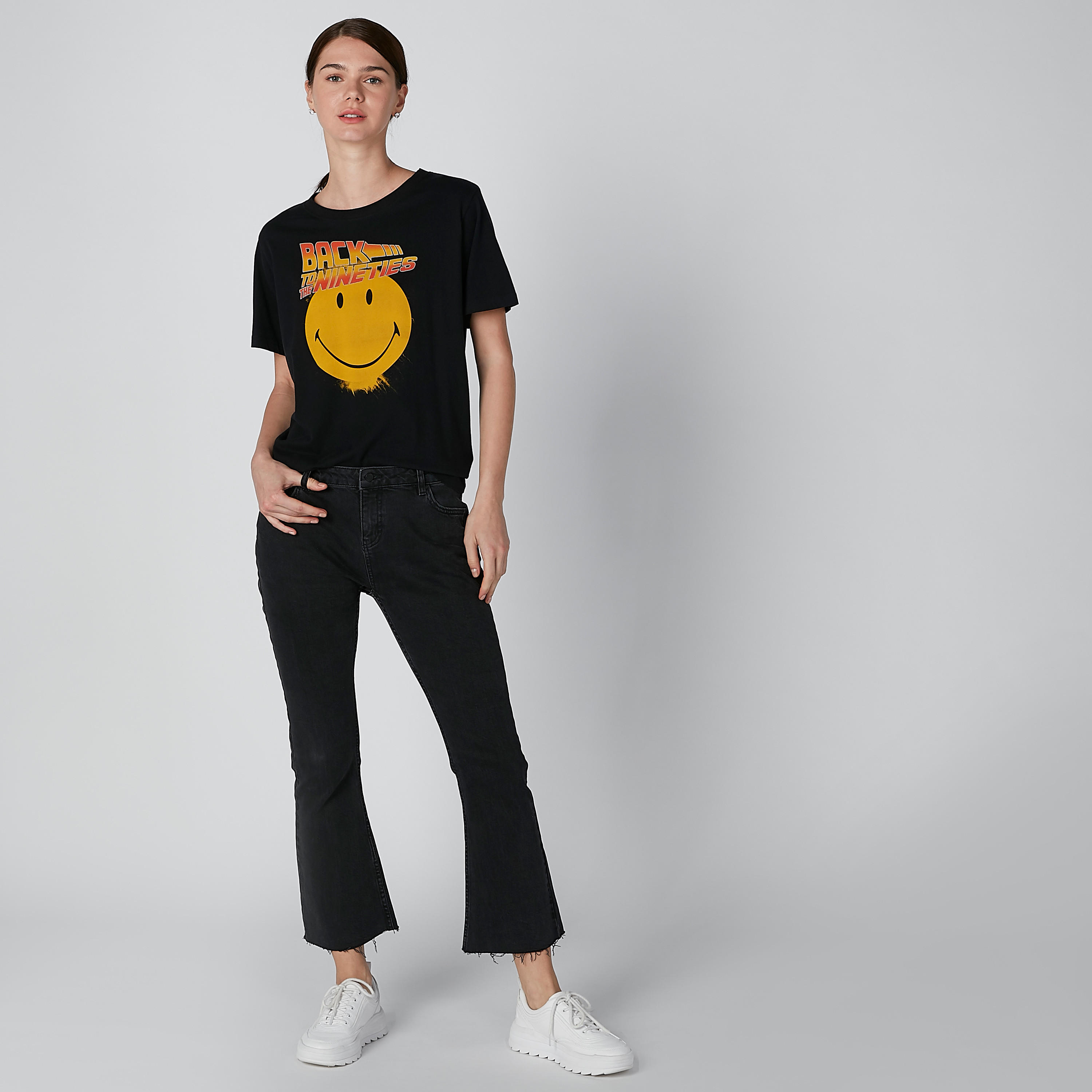 Sustainable Smiley World Printed T-shirt with Short Sleeves-women-clothing-tshirts-image-3