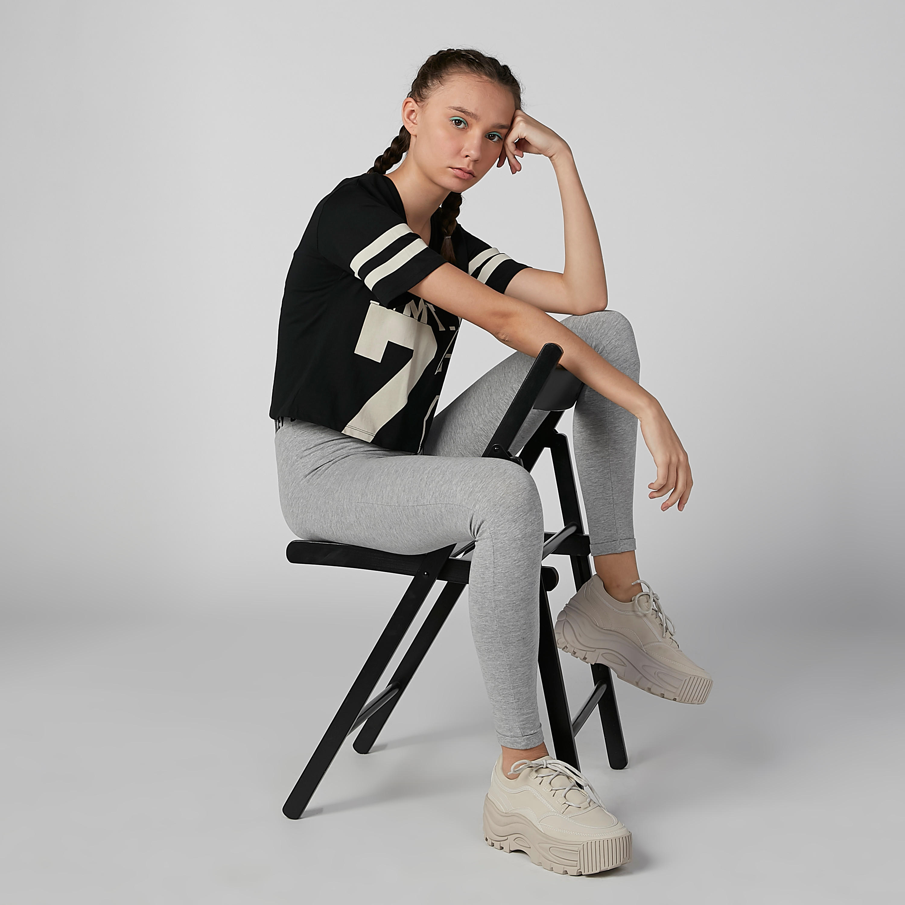 بنطال ليقنز سادة بخصر مطّاطي وطبعات سمايلي وورلد-women-clothing-bottoms-leggings-image-2