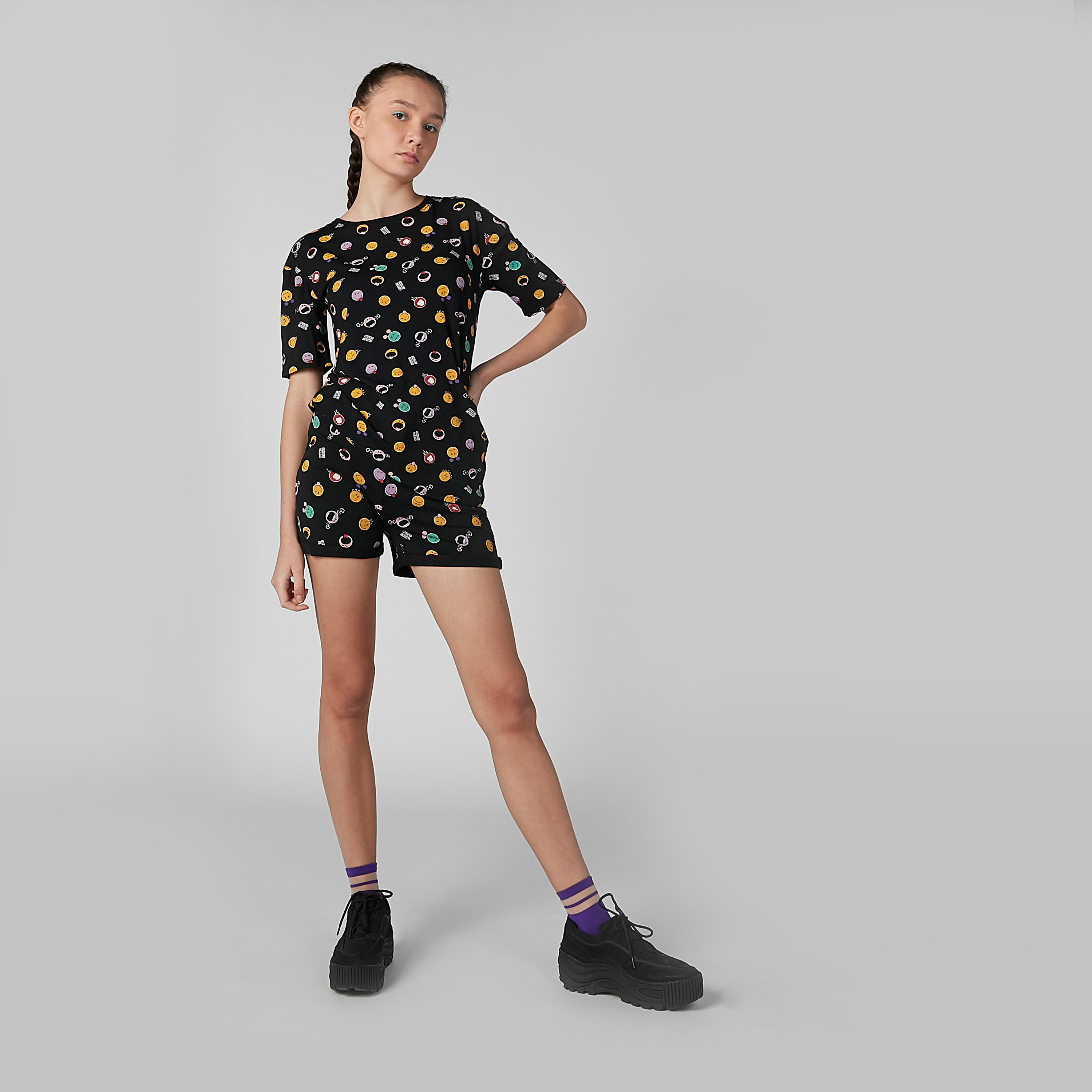 شورت برباط وجيوب وطبعات سمايلي وورلد-women-clothing-bottoms-shorts-image-2