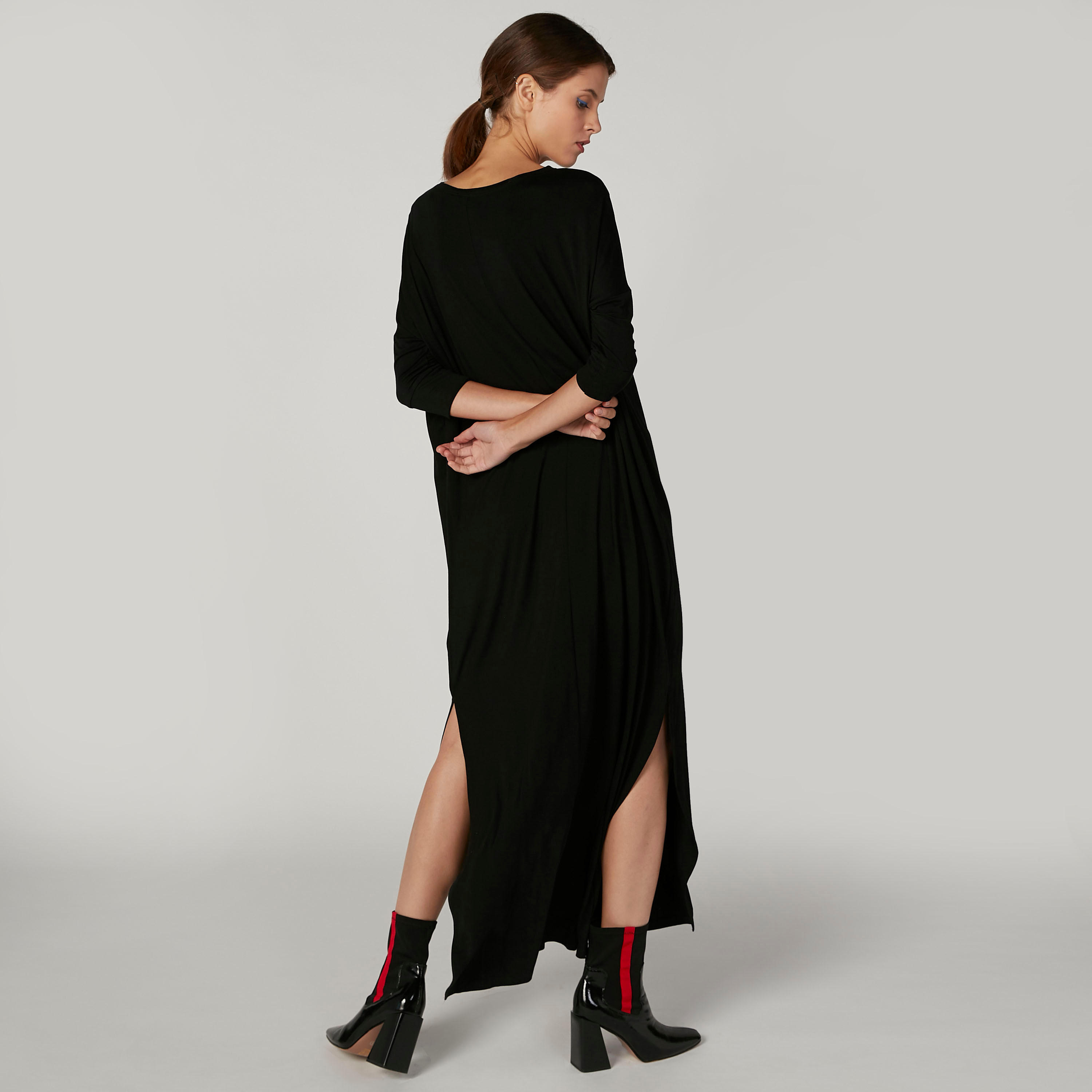 فستان طويل بأكمام طويلة وطبعات سمايلي وورلد-women-clothing-dresses-image-2