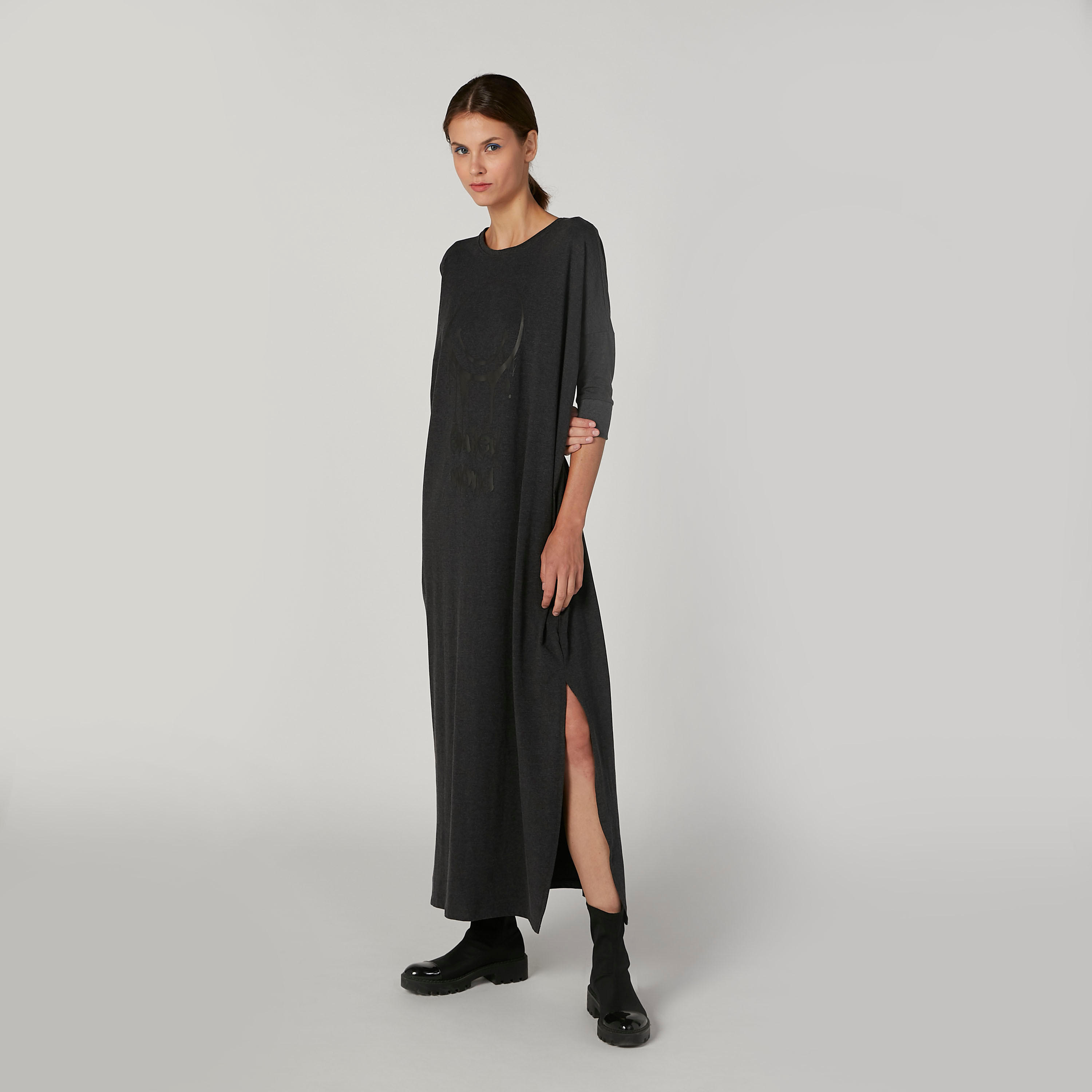 بنطلون رياضي مستدام طويل بارز الملمس بخصر مرن وجيوب-women-clothing-dresses-image-2