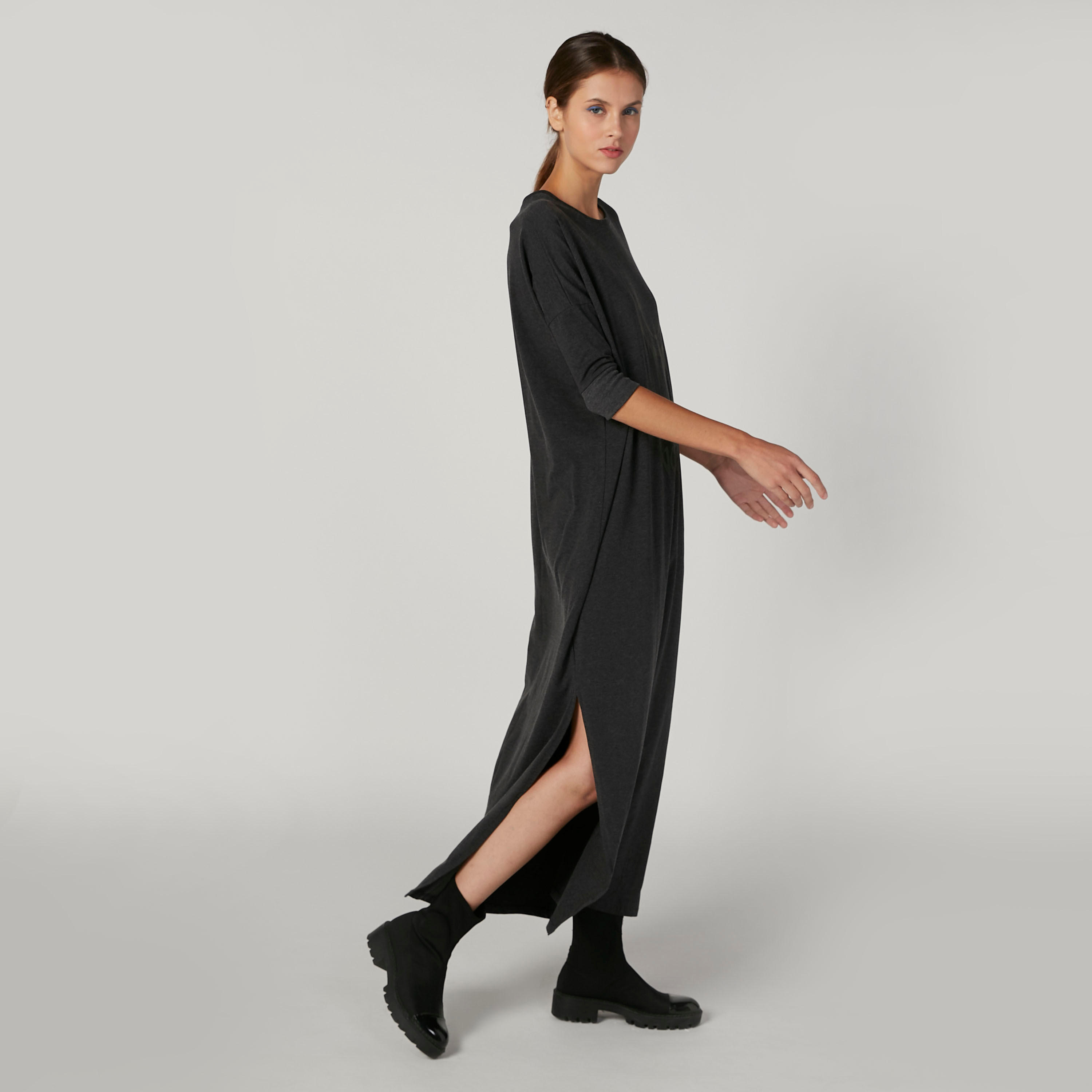 بنطلون رياضي مستدام طويل بارز الملمس بخصر مرن وجيوب-women-clothing-dresses-image-5