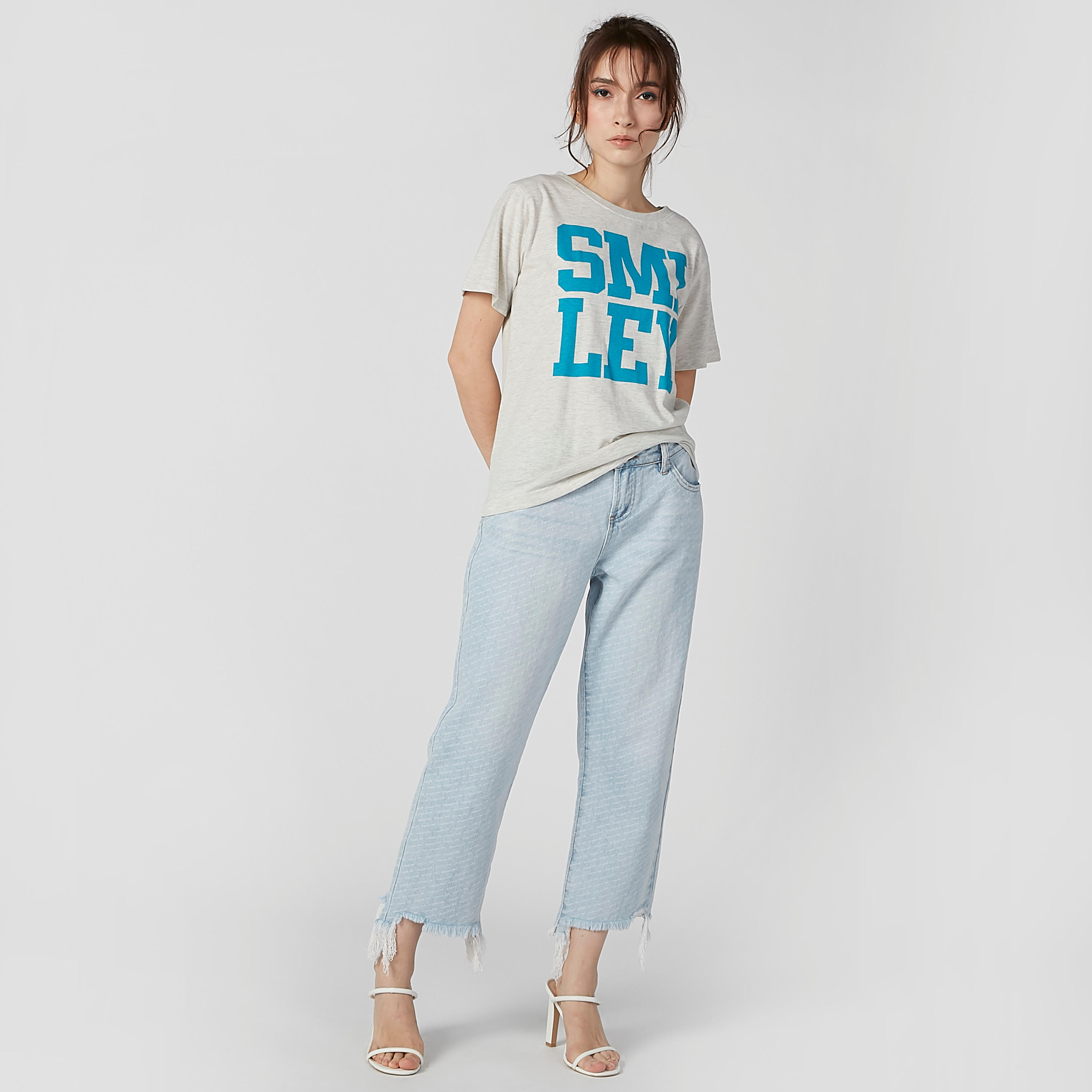 Sustainable Smiley World Printed T-shirt with Round Neck-women-clothing-tshirts-image-1