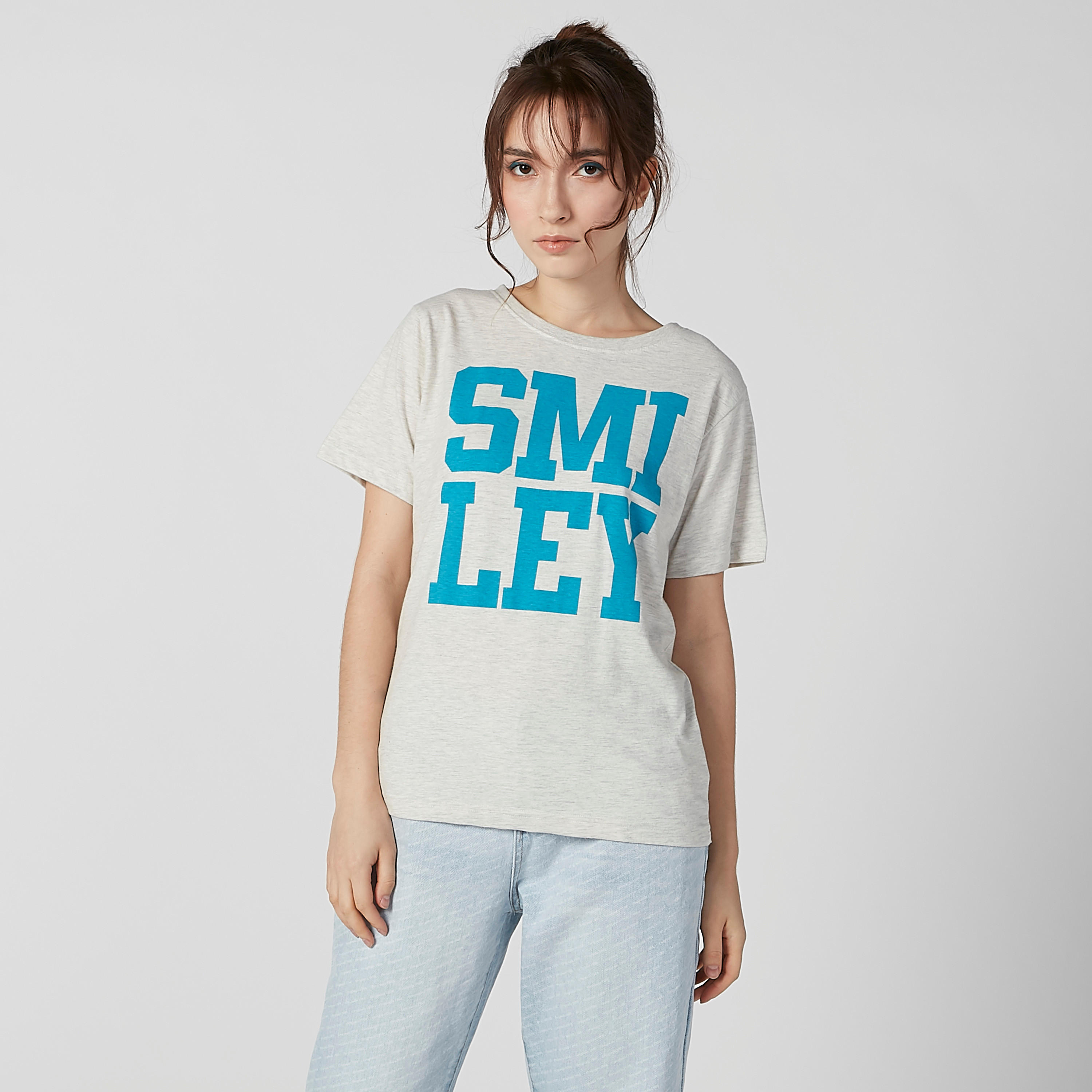 Sustainable Smiley World Printed T-shirt with Round Neck-women-clothing-tshirts-image-3