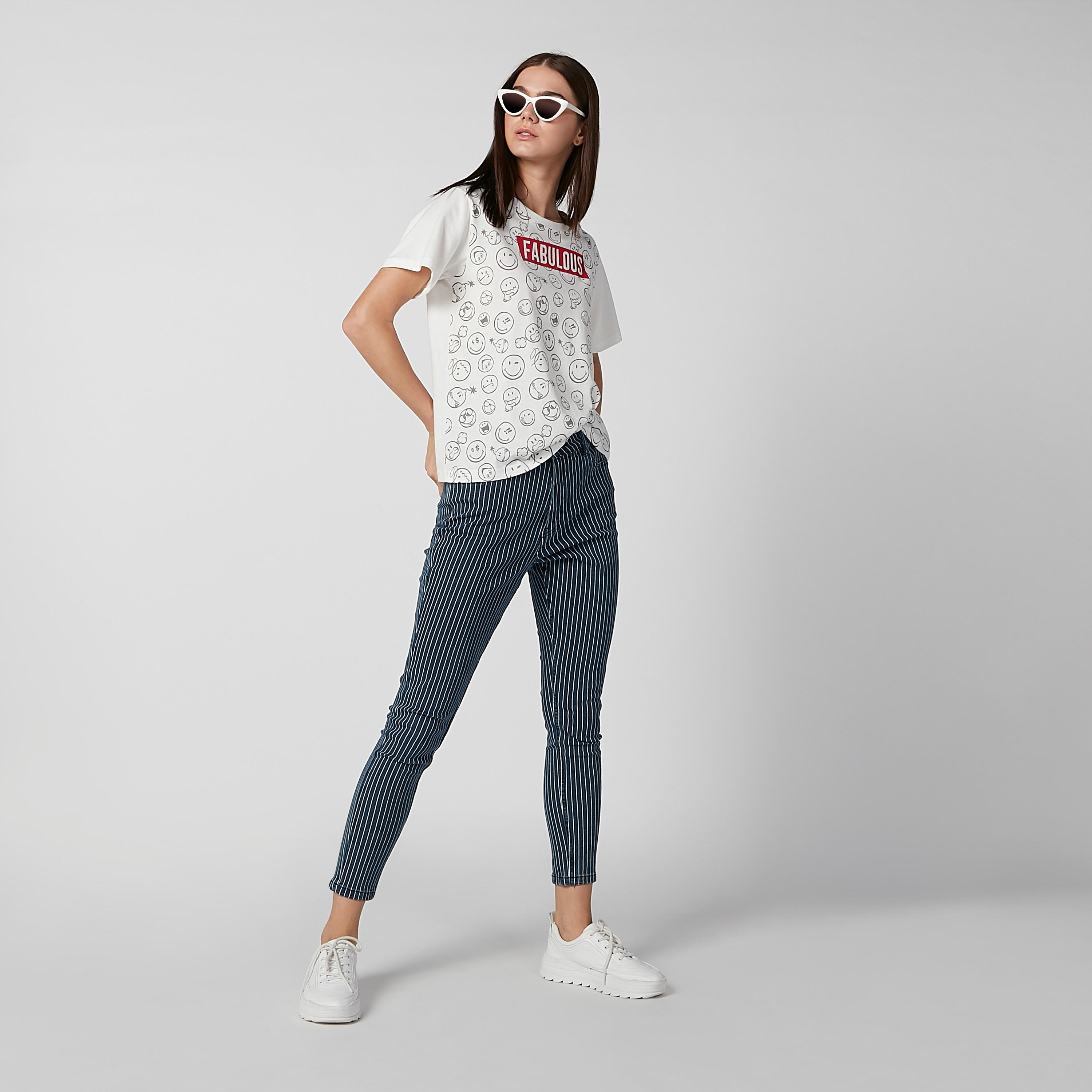 Sustainable Smiley World Printed T-shirt with Short Sleeves-women-clothing-tshirts-image-1