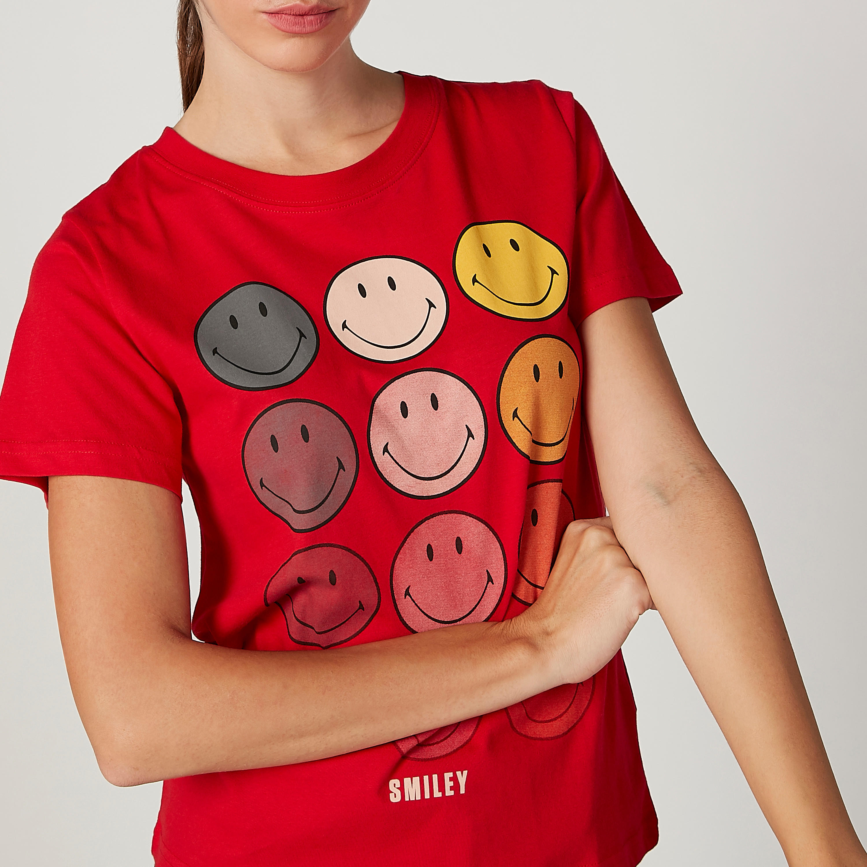 Sustainable Smiley World Printed T-shirt with Crew Neck-women-clothing-tshirts-image-3