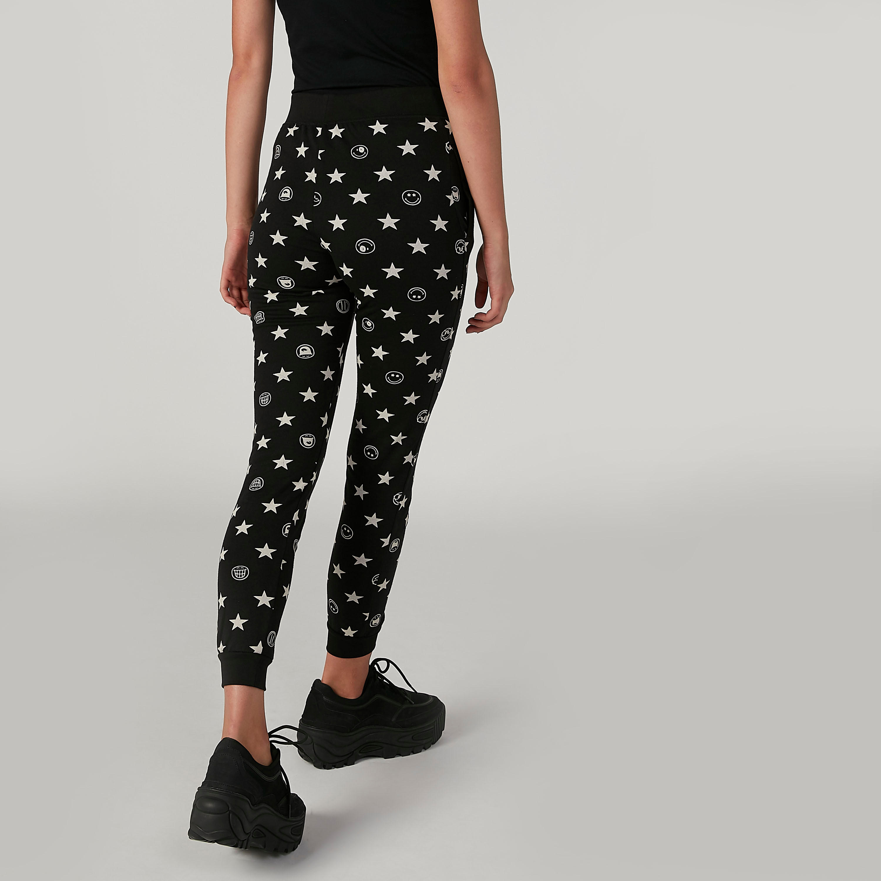 بنطلون رياضي مستدام سليم بخصر متوسط الارتفاع وطبعات سمايلي وورلد -women-clothing-bottoms-joggers-image-4