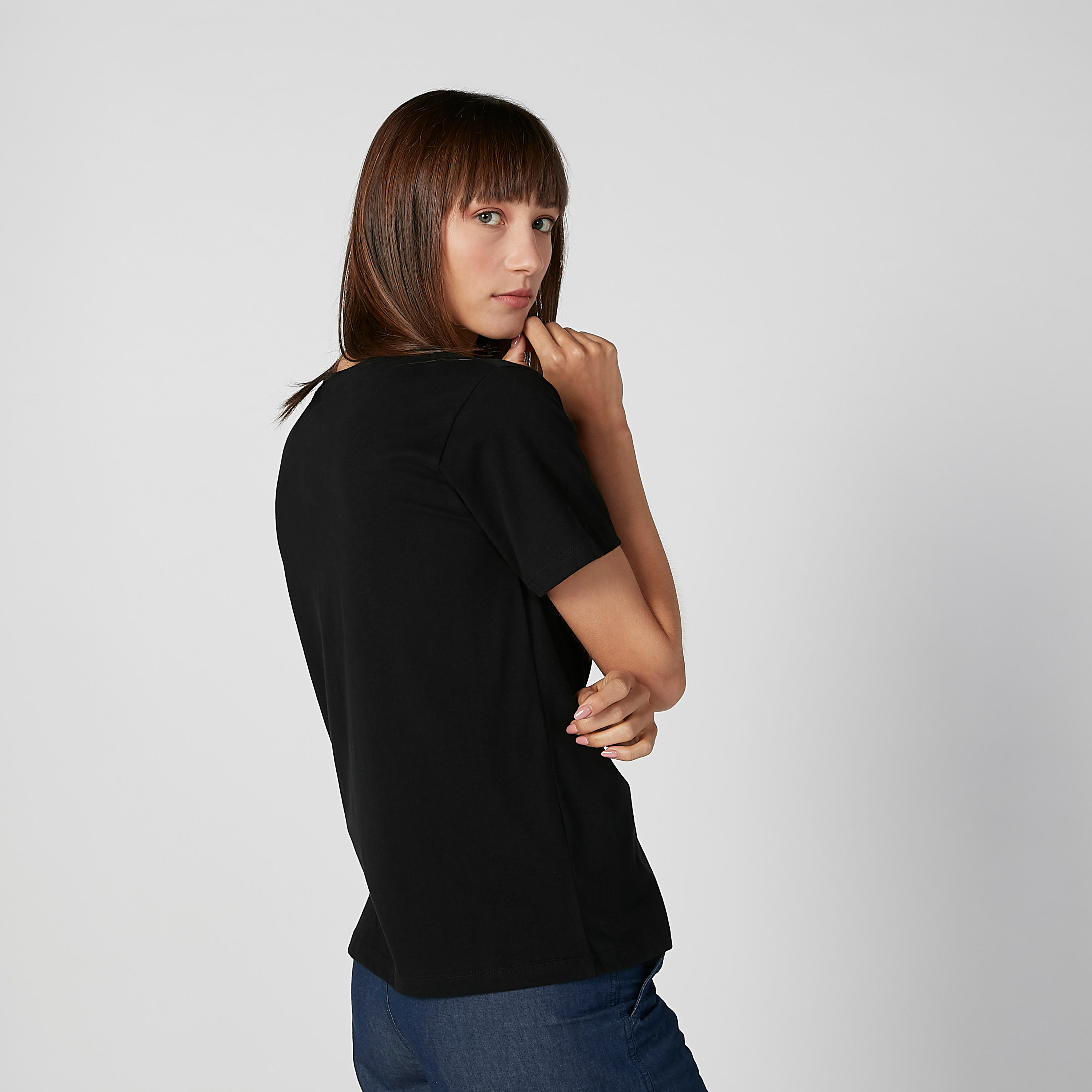 تيشيرت  مستدام بأكمام قصيرة وطبعات سمايلي وورلد-women-clothing-tshirts-image-3