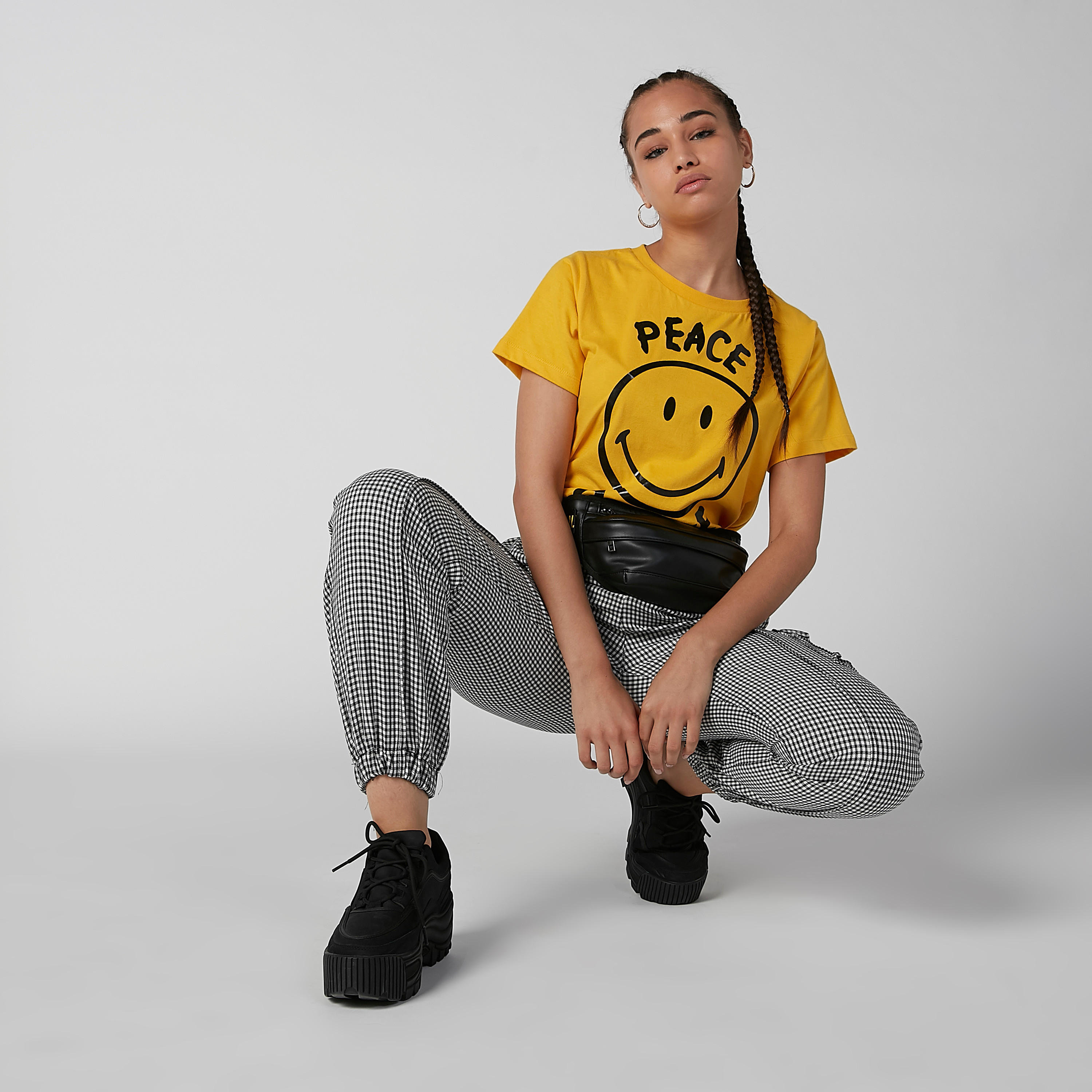 Sustainable Smiley World Printed T-shirt with Round Neck-women-clothing-tshirts-image-2