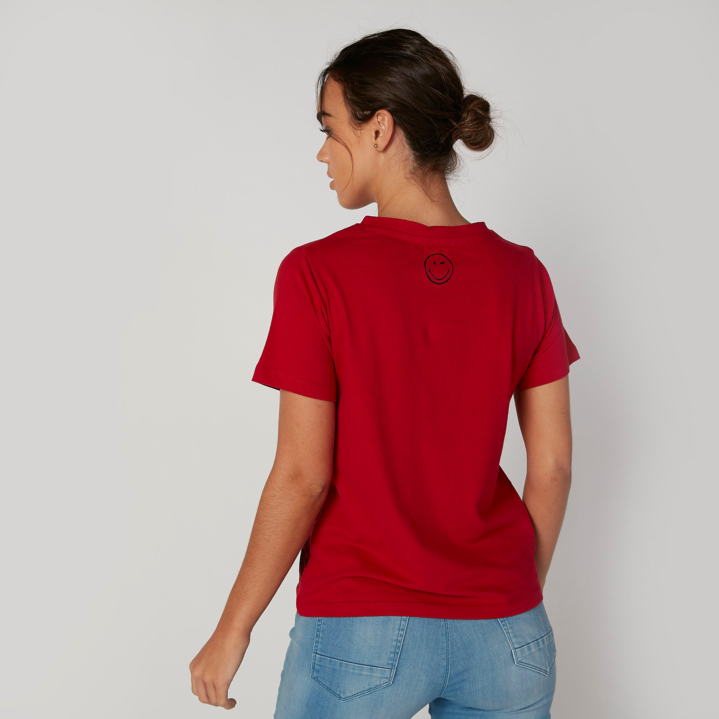 Sustainable Smiley World Printed T-shirt with Short Sleeves-women-clothing-tshirts-image-2