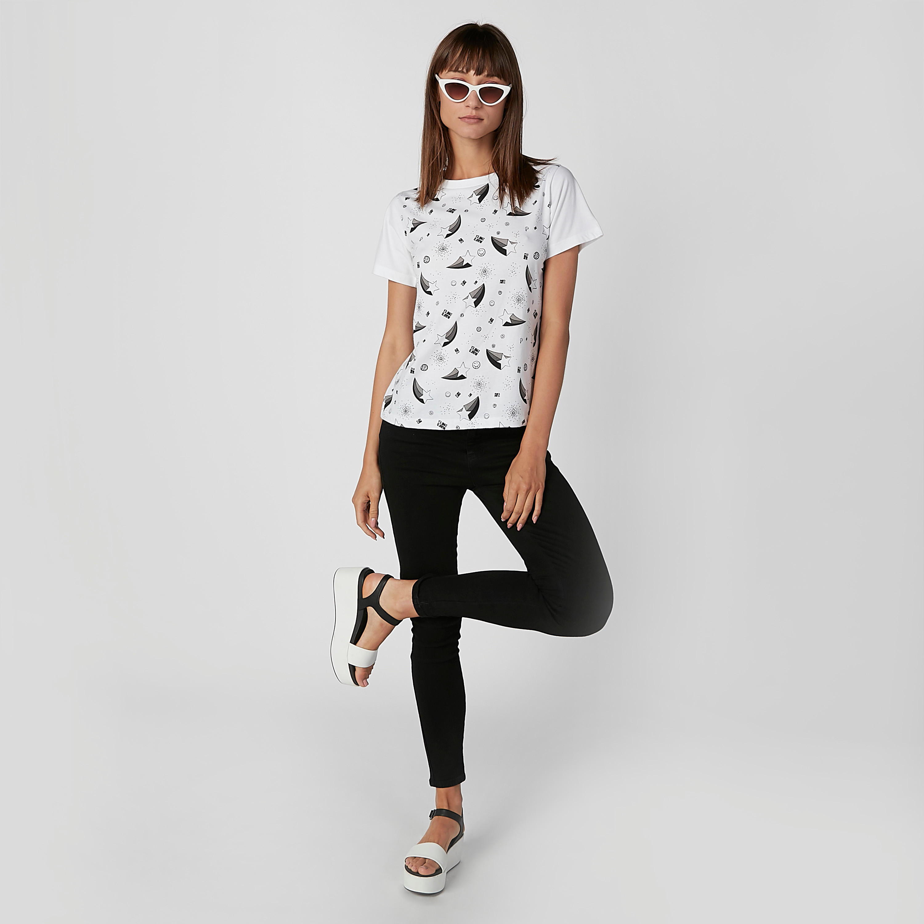 Sustainable Smiley World Printed T-shirt with Round Neck-women-clothing-tshirts-image-2