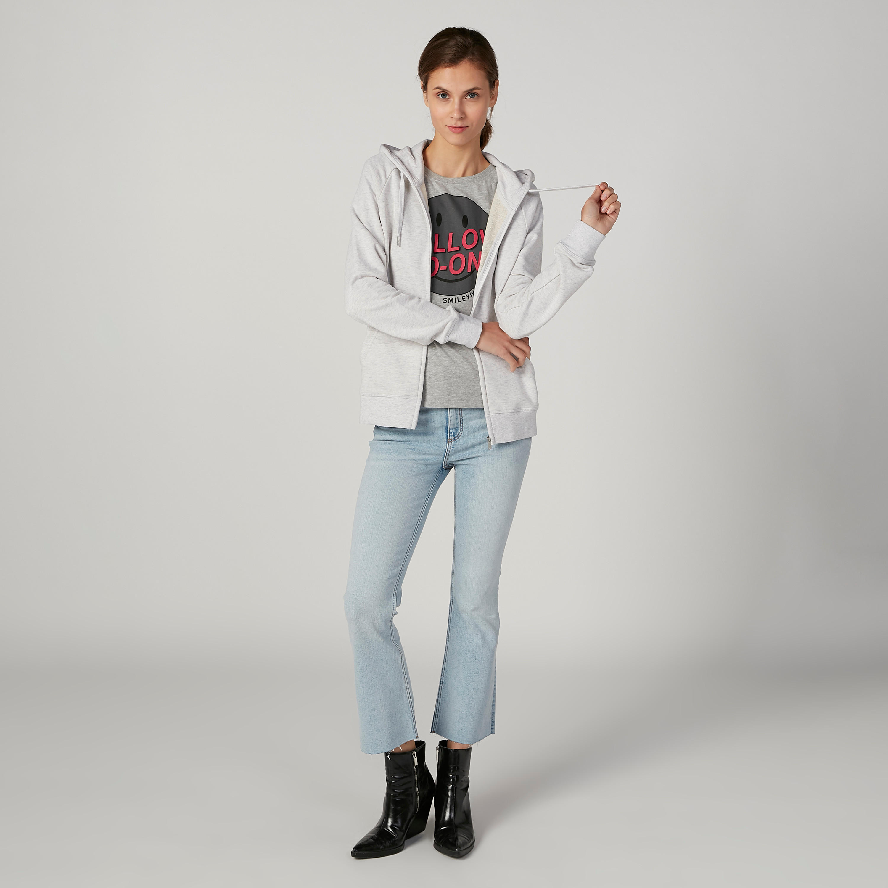 Smiley World Printed T-shirt with Round Neck and Short Sleeves-women-clothing-tshirts-image-2