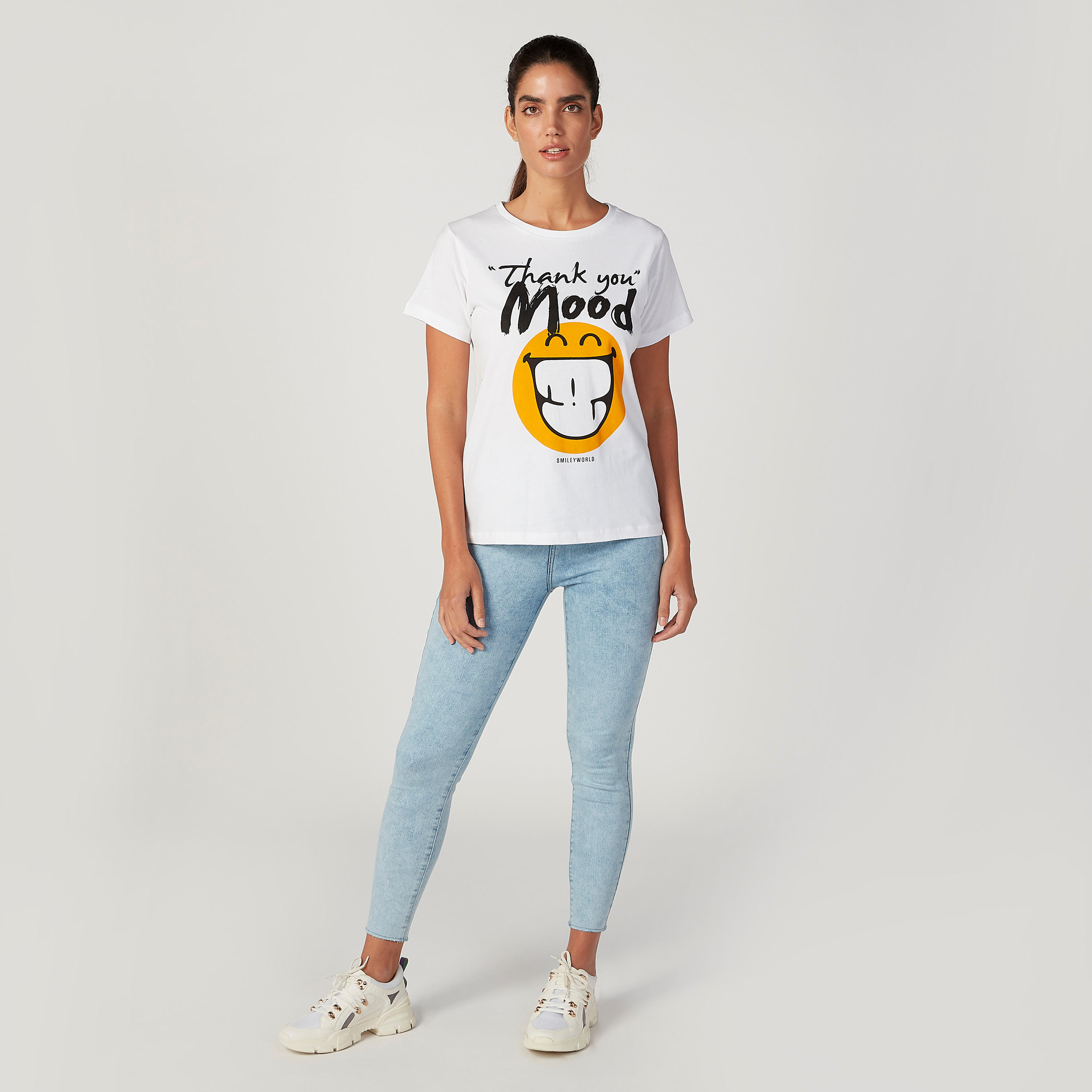 Sustainable Smiley World Printed T-shirt with Short Sleeves-women-clothing-tshirts-image-2
