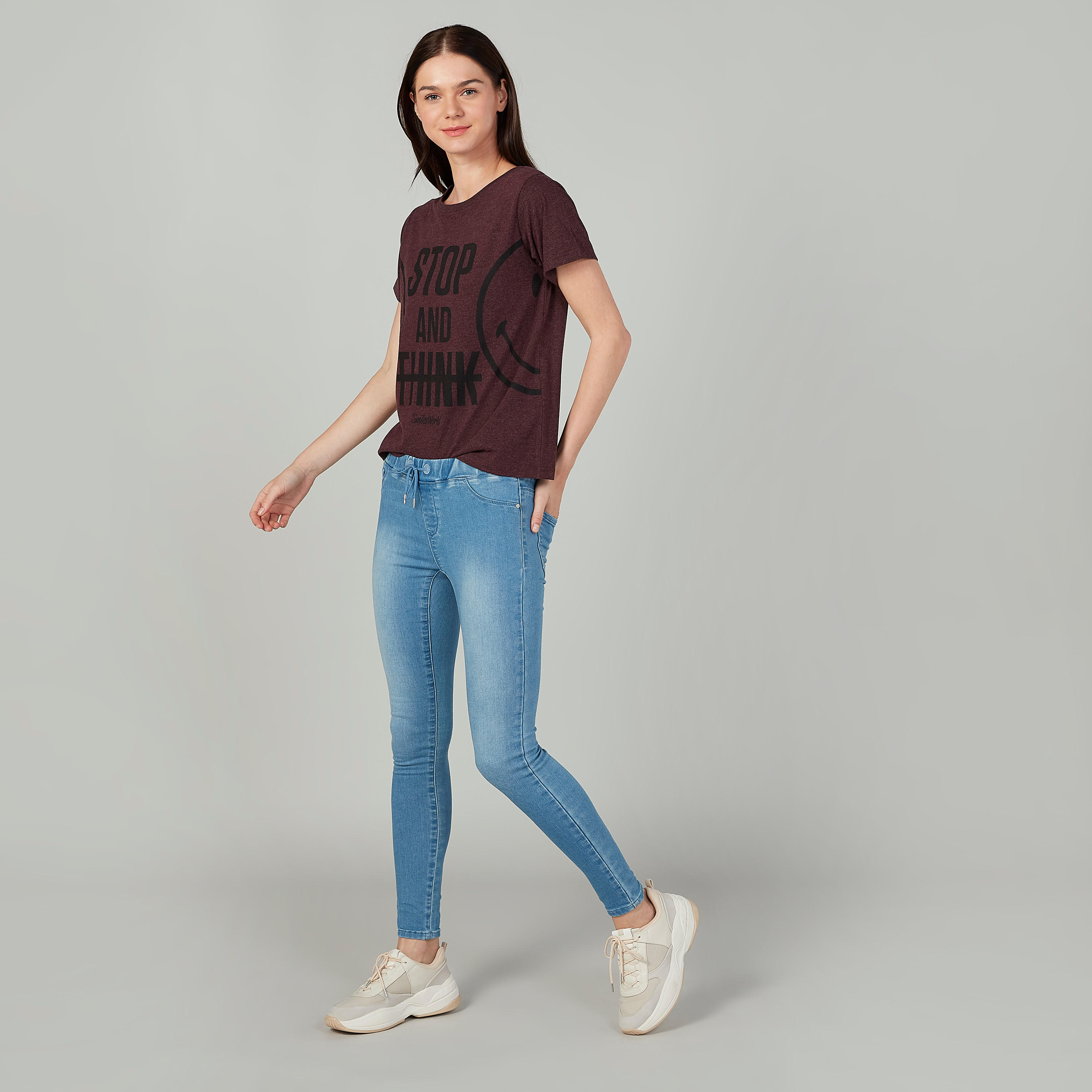 Sustainable Smiley World Printed T-Shirt with Short Sleeves-women-clothing-tshirts-image-2