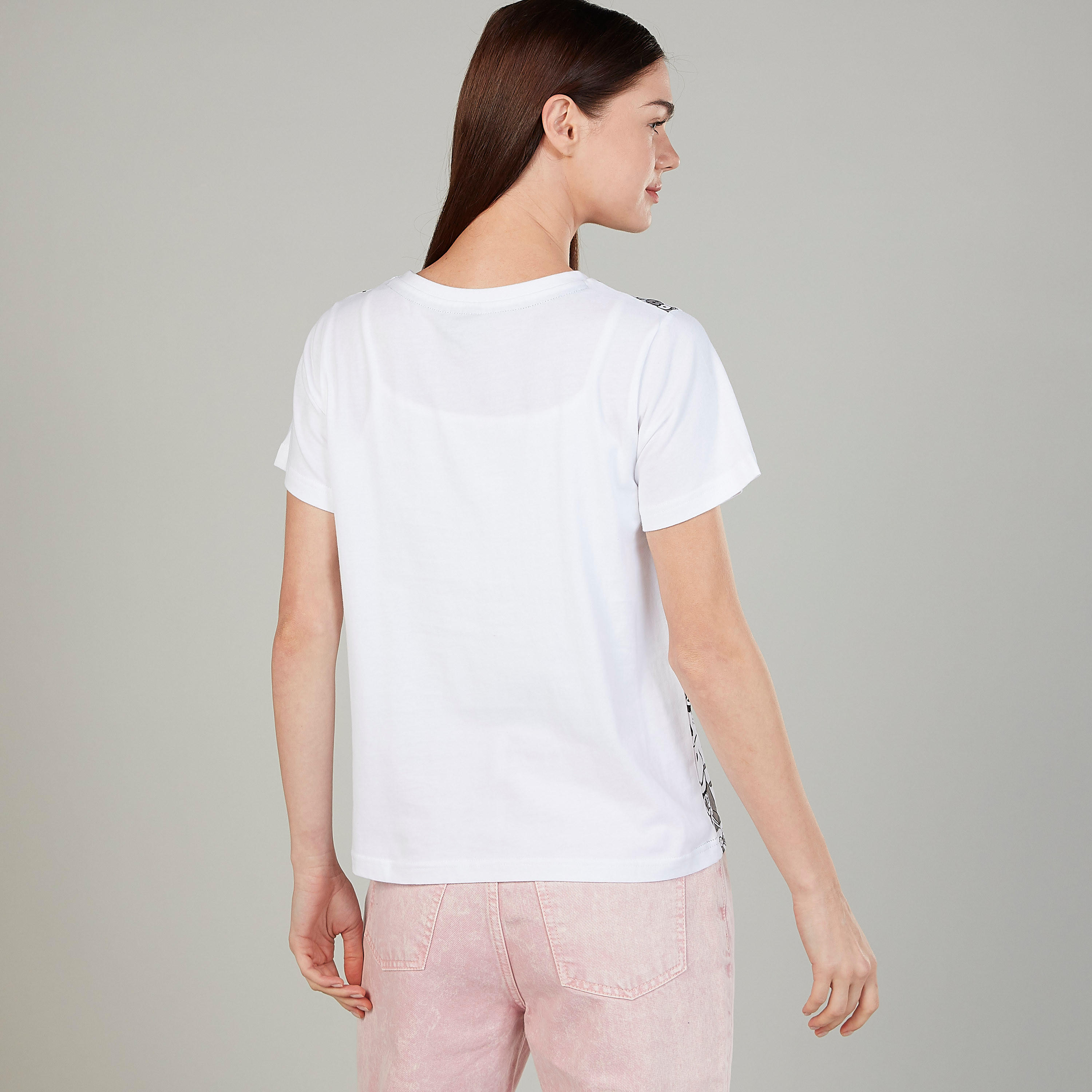 Smiley World Printed T-shirt with Round Neck and Short Sleeves-women-clothing-tshirts-image-4