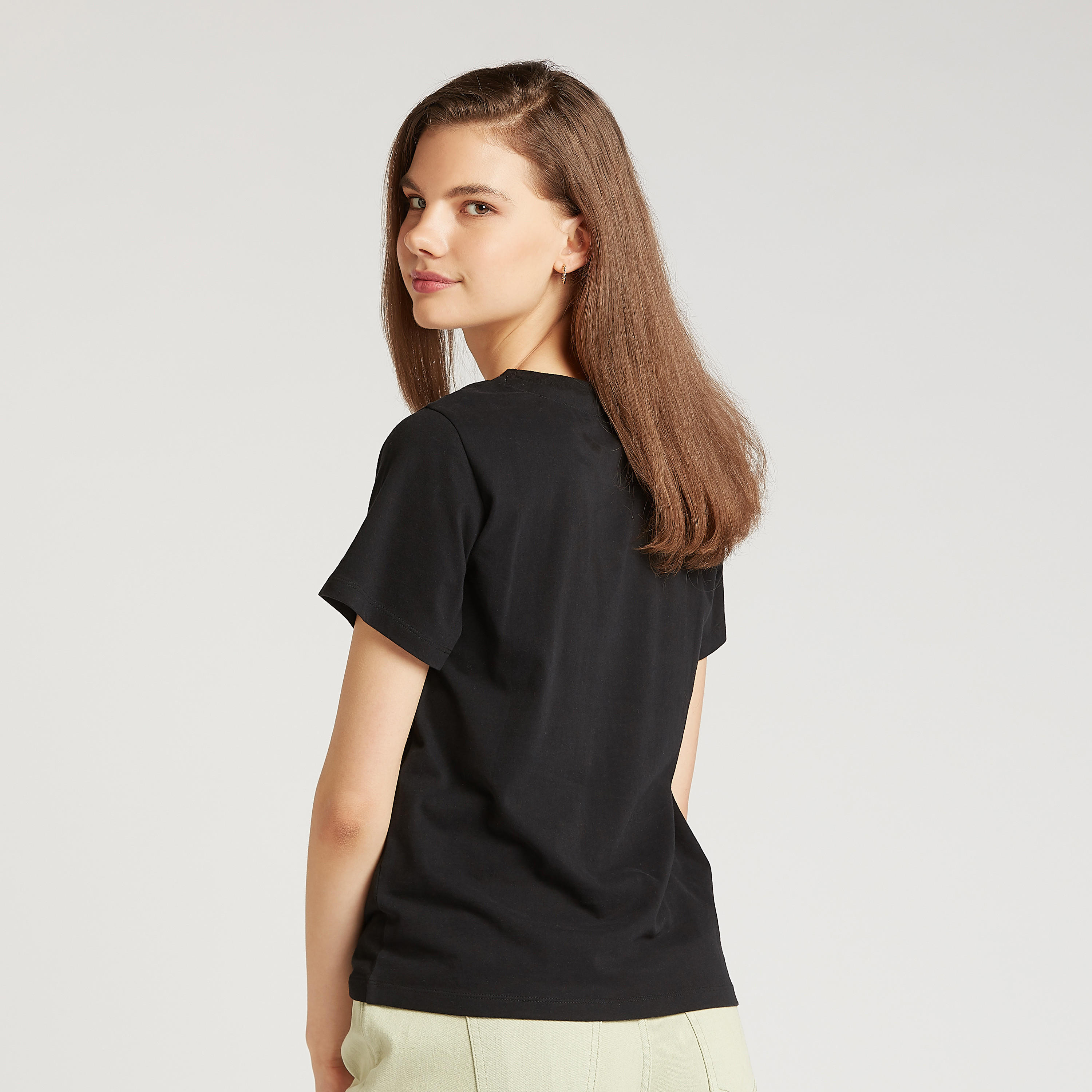 Smiley World Printed T-shirt with Crew Neck and Short Sleeves-women-clothing-tshirts-image-4