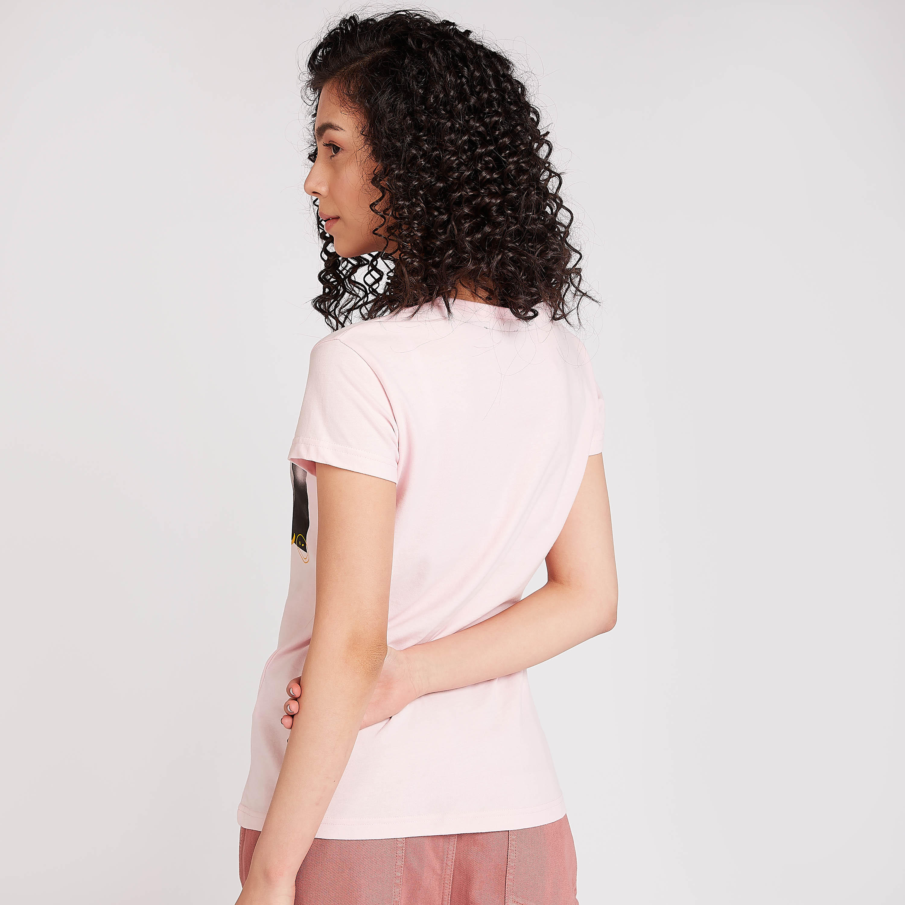 Sustainable Smiley World Printed Crew Neck T-shirt with Cap Sleeves-women-clothing-tshirts-image-4