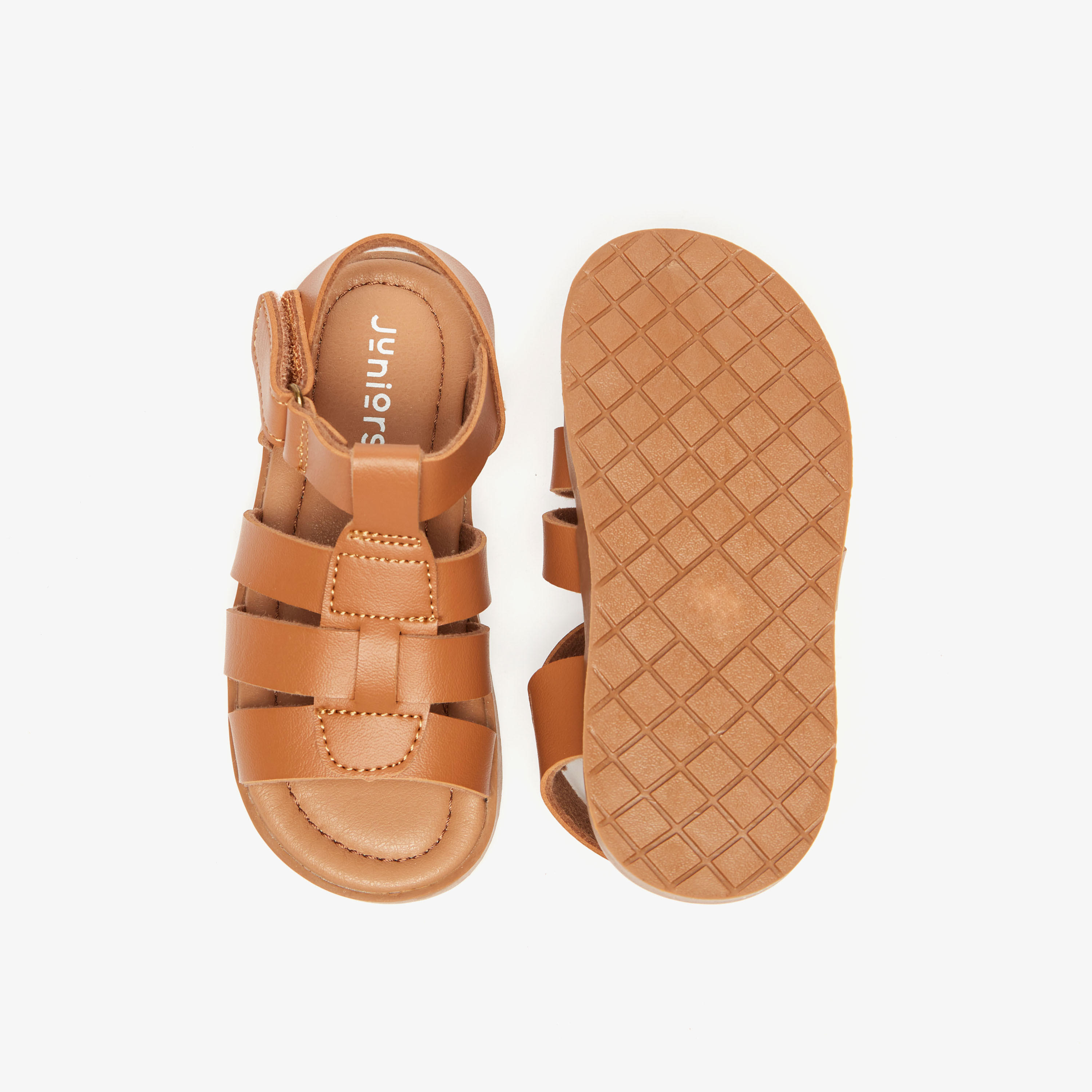 Juniors Solid Open Toe Sandals with Hook and Loop Closure-boys-shoes-sandals-image-5