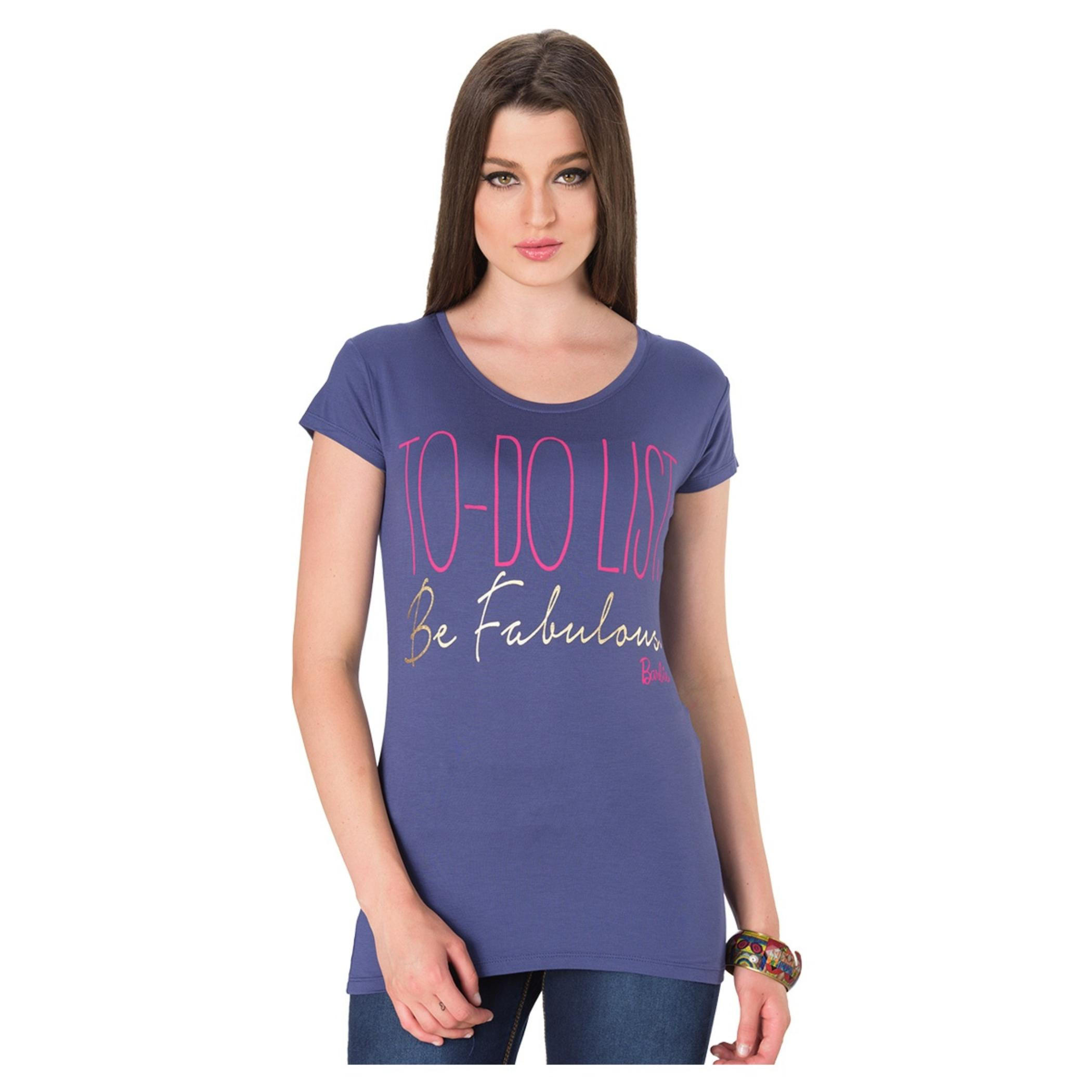 Barbie Printed Round Neck T-shirt-women-clothing-tshirts-image-1