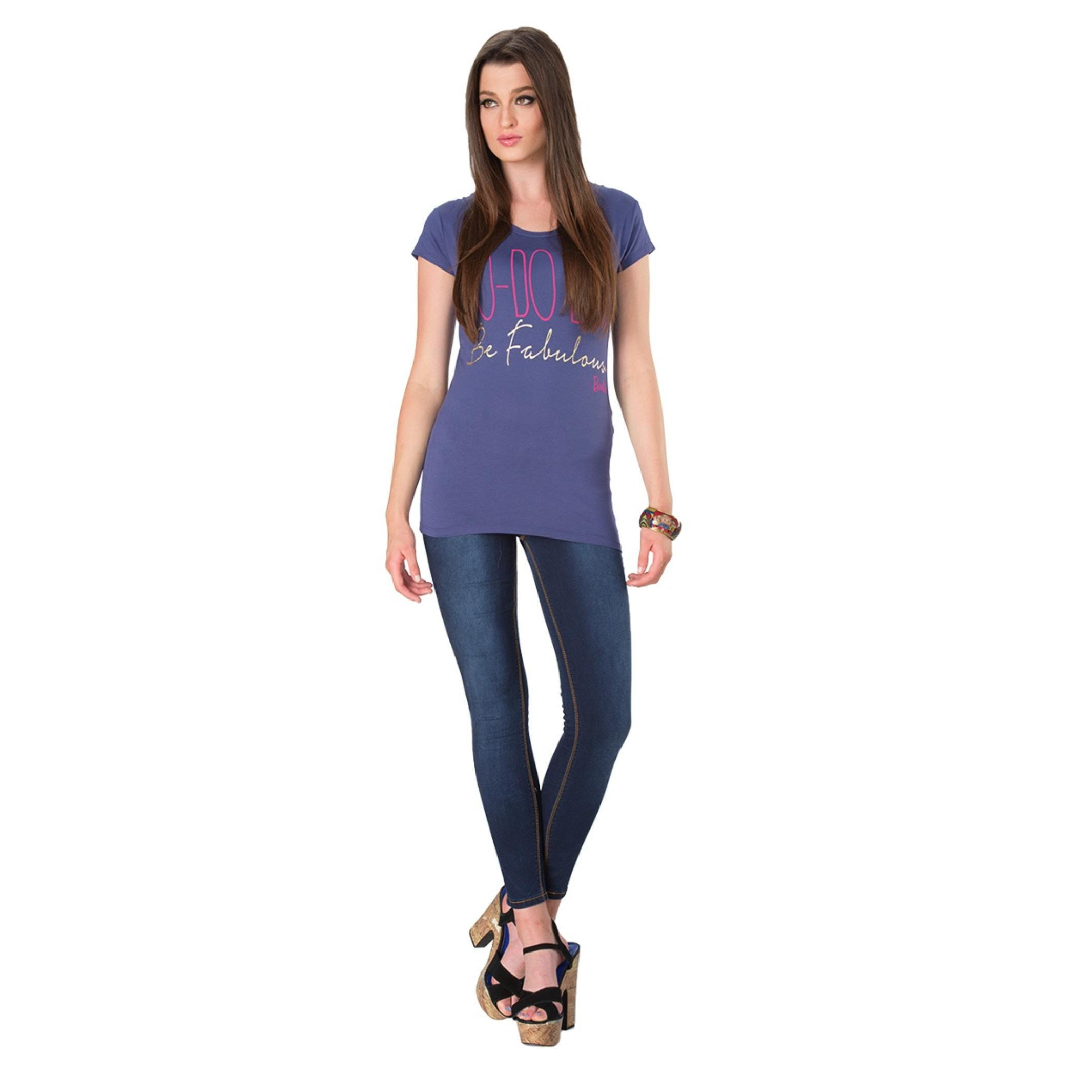 Barbie Printed Round Neck T-shirt-women-clothing-tshirts-image-5