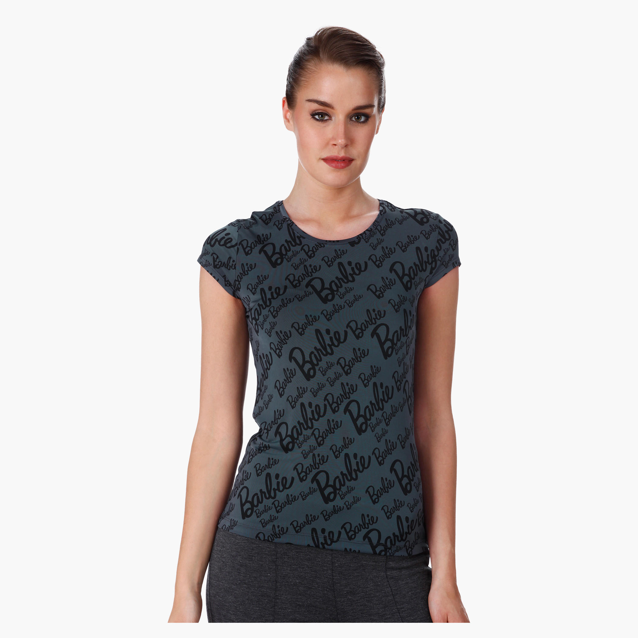 Barbie Printed T-Shirt with Short Sleeves in Regular Fit-women-clothing-tshirts-image-1