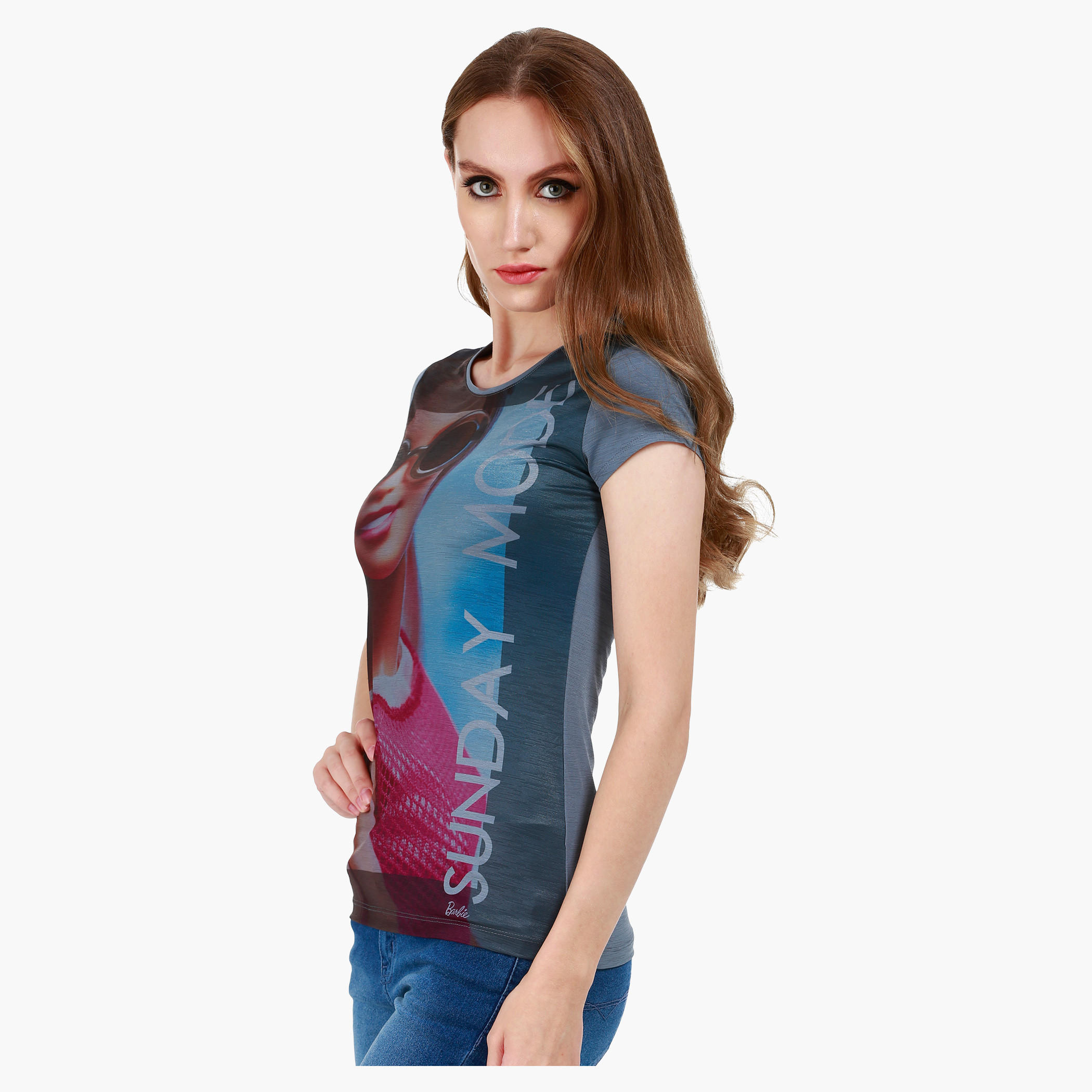 Barbie Print T-Shirt with Short Sleeves-women-clothing-tshirts-image-3